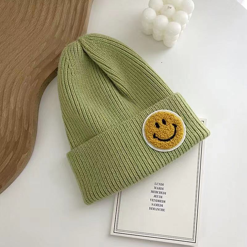 Casual Pastel Tones Yellow Smile Happy Face Beanie