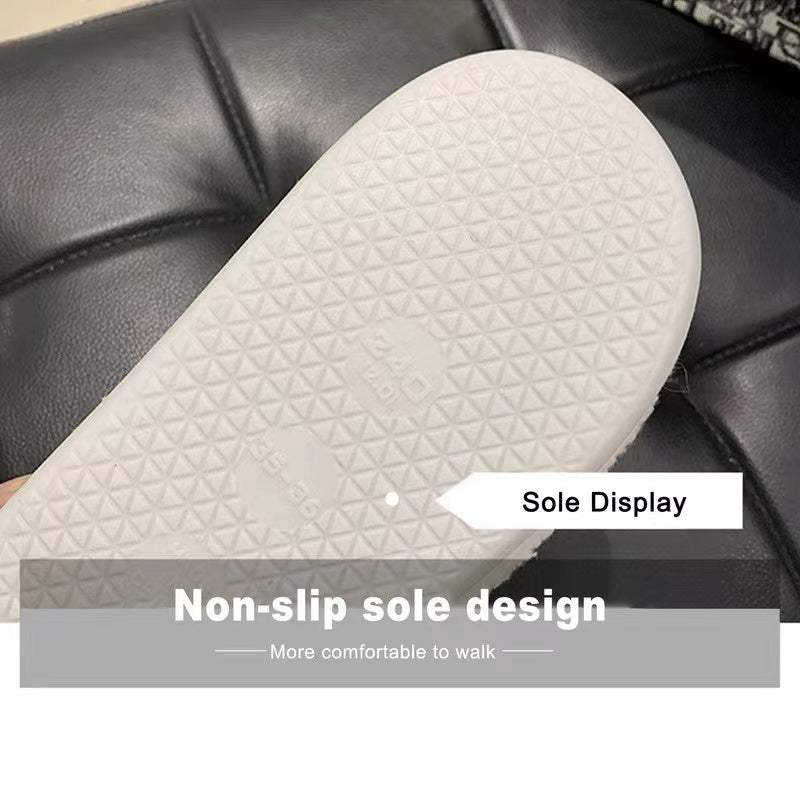Retro Smile Face Patch Fur Slippers