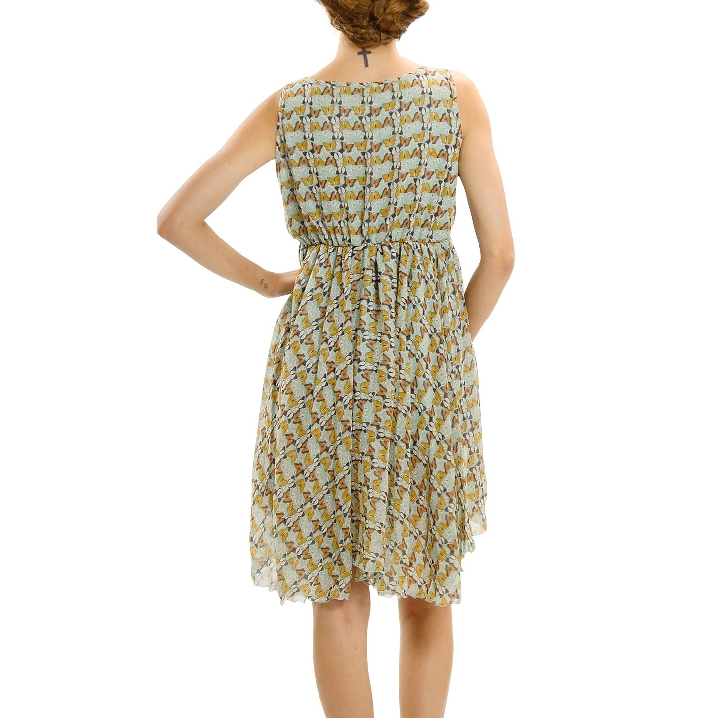 Butterfly Printed Sleeveless Dress - Shop Lev
