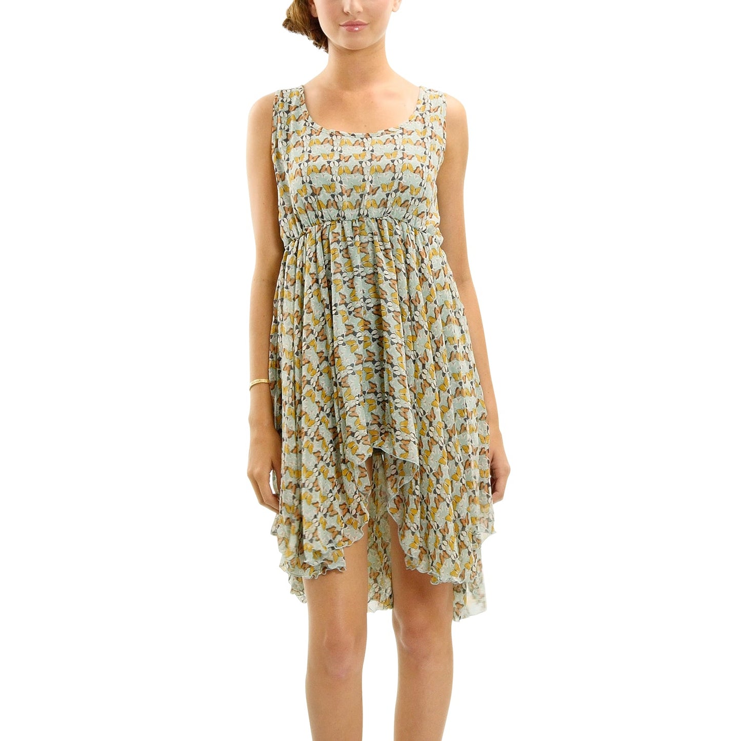 Butterfly Printed Sleeveless Dress - Shop Lev