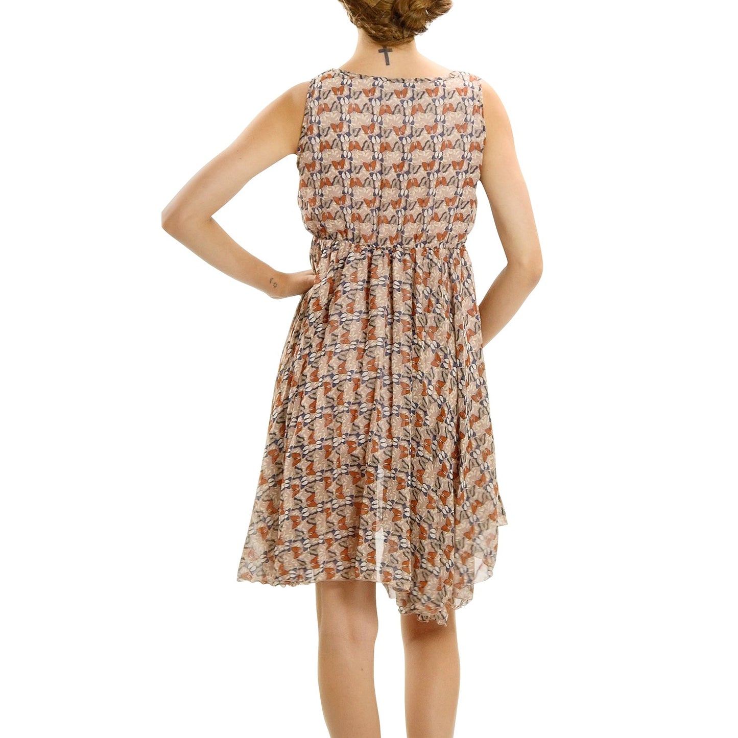 Butterfly Printed Sleeveless Dress - Shop Lev