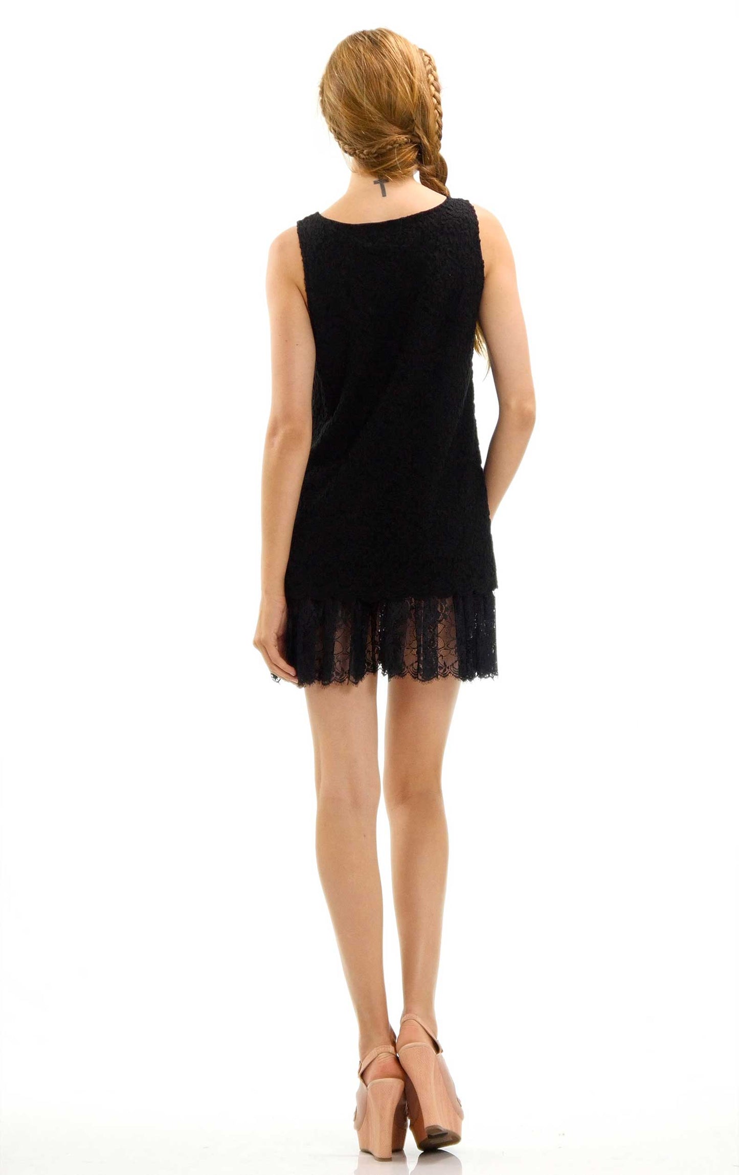 Embossed Rose Lace Sleeveless Tunic - Shop Lev