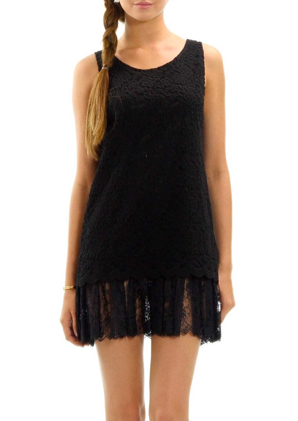 Embossed Rose Lace Sleeveless Tunic - Shop Lev