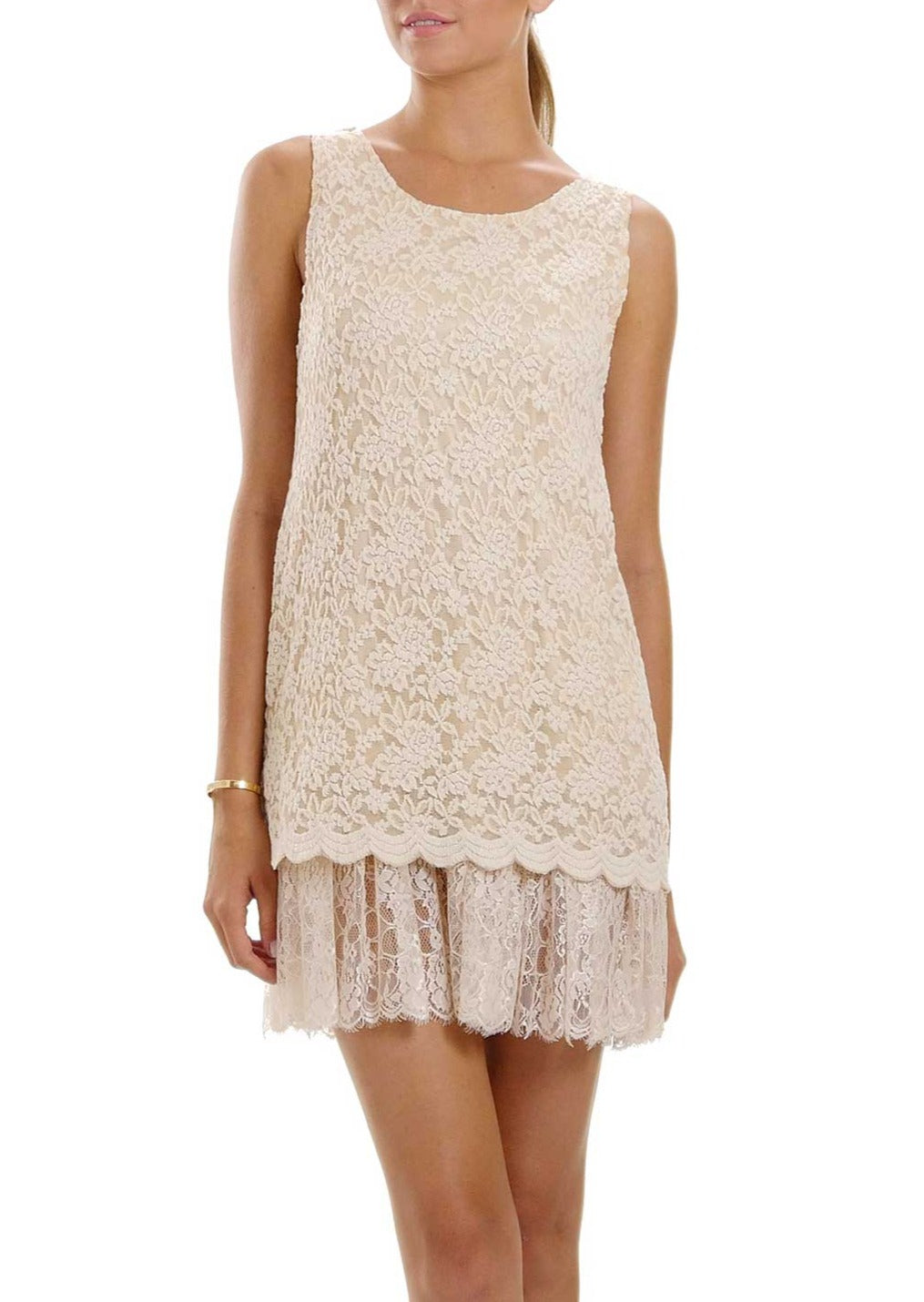 Embossed Rose Lace Sleeveless Tunic - Shop Lev
