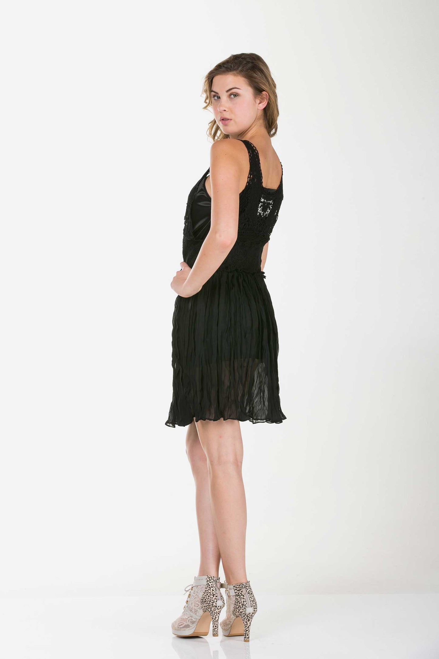 Women's See-through Cotton Lace Top with Midi Skirt Dress - Shop Lev