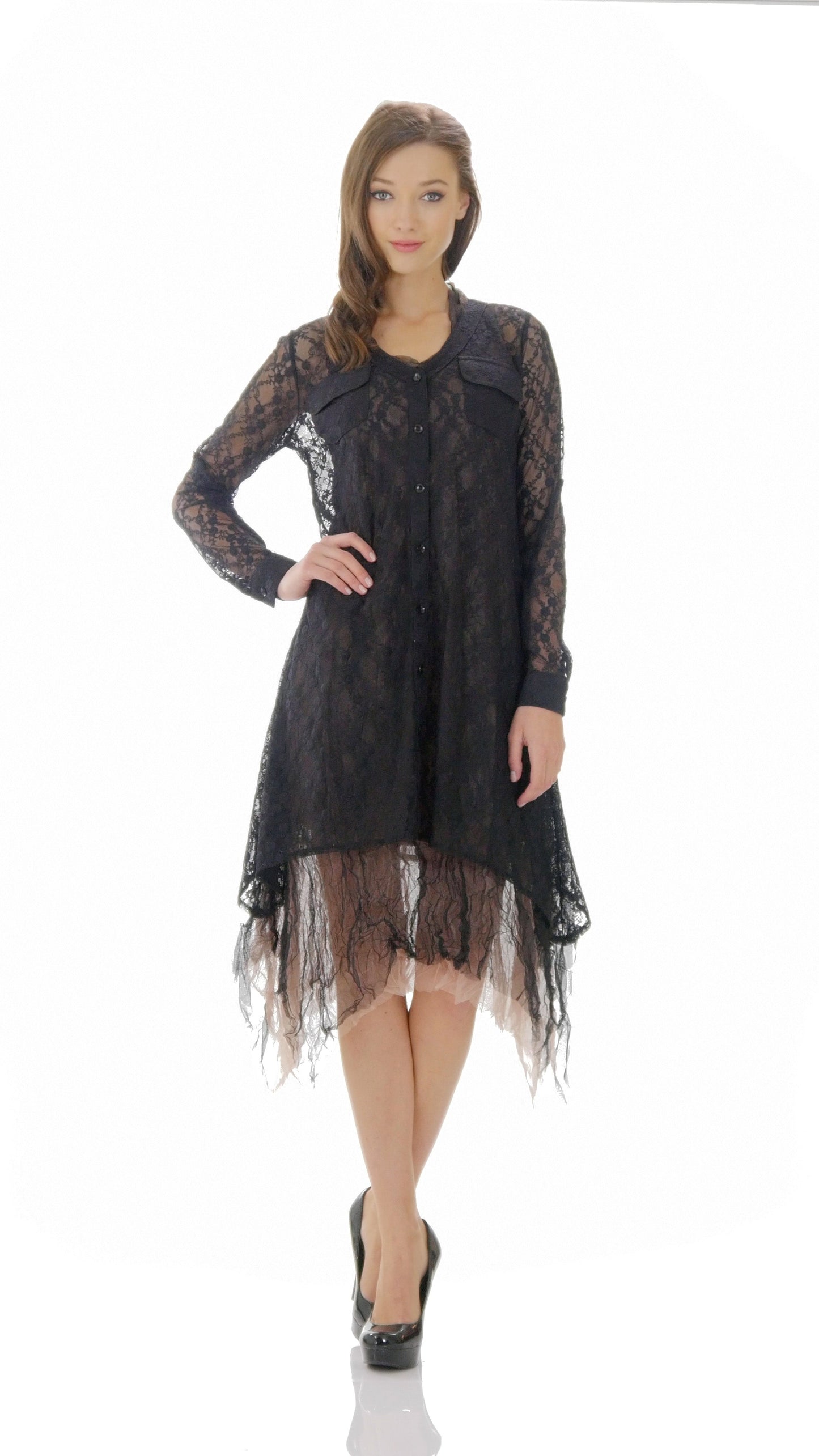 Lace A line see-through shirt Tunic - Shop Lev