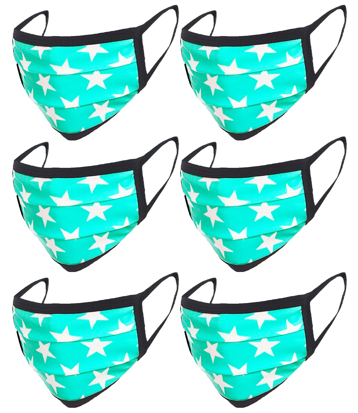 6 Pack Star Print Washable Cotton Face Mask