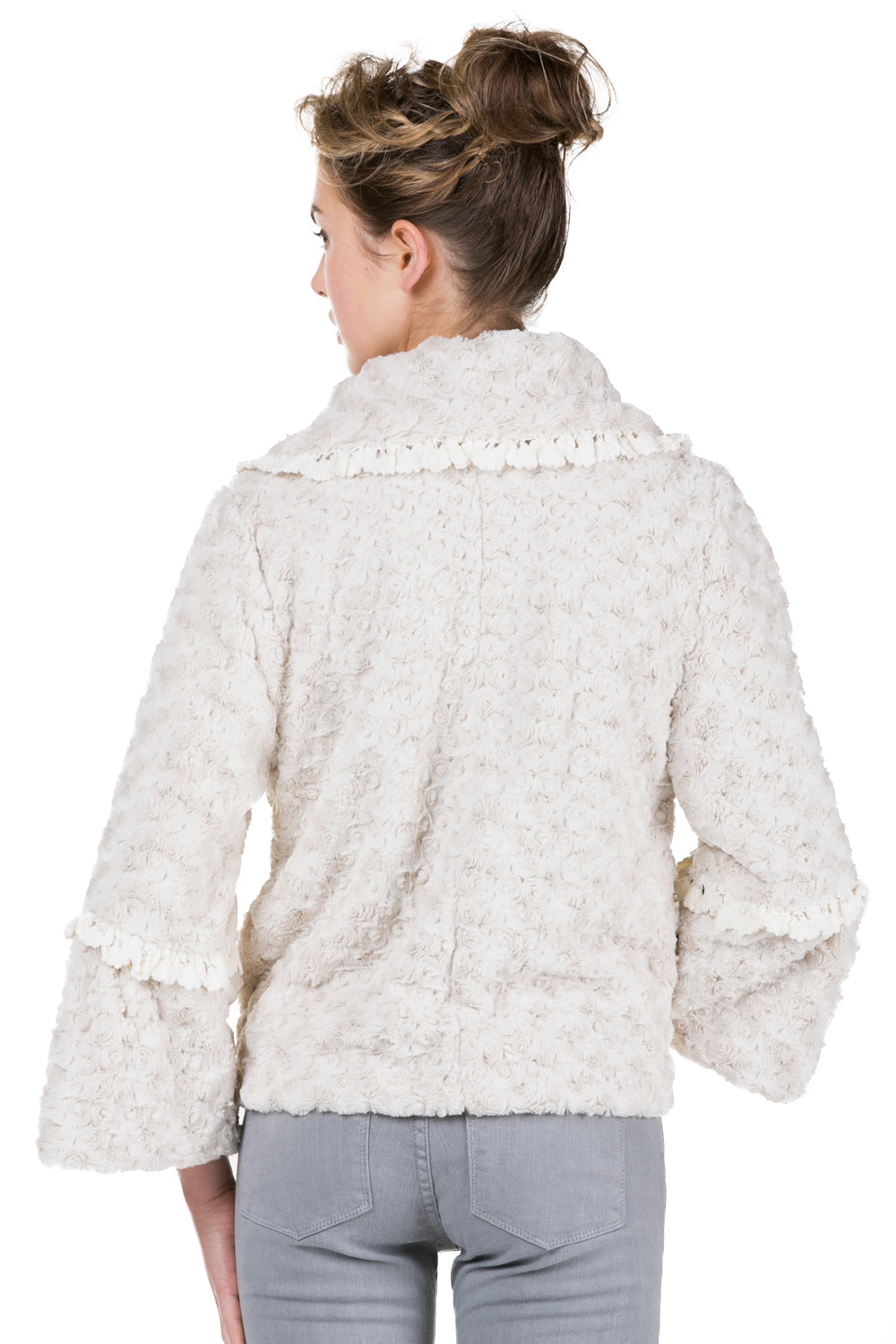 Women's Faux Fur Rosette Jacket with Handmade Corsage - Shop Lev
