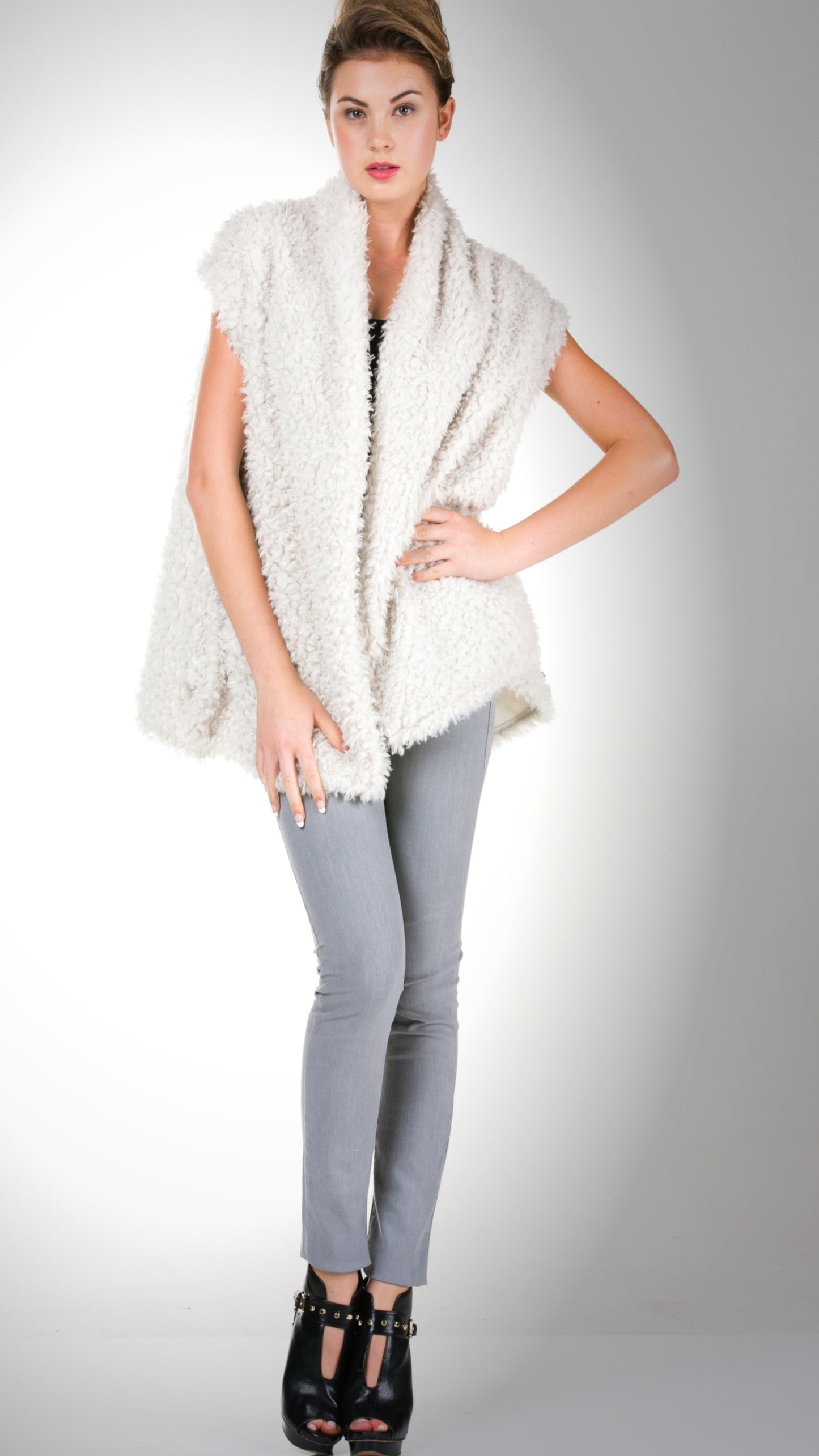 Shaggy Fur Convertible Vest and Shawl - Shop Lev