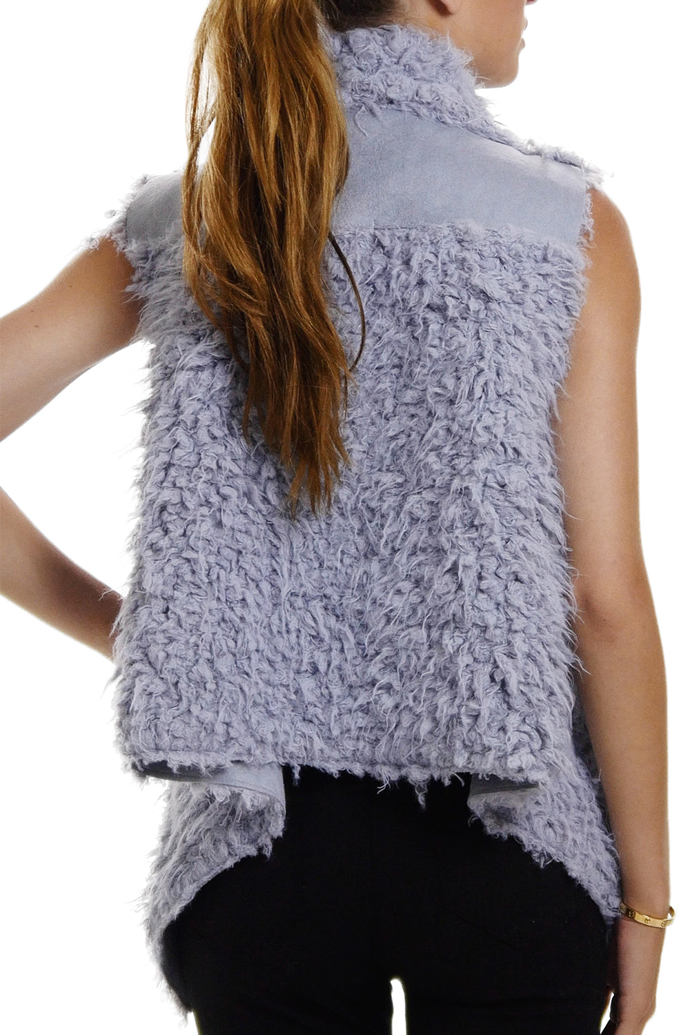Women's Faux Fur and Synthetic Swede Short Vest - Shop Lev