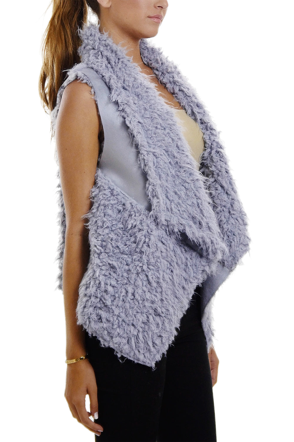 Women's Faux Fur and Synthetic Swede Short Vest - Shop Lev