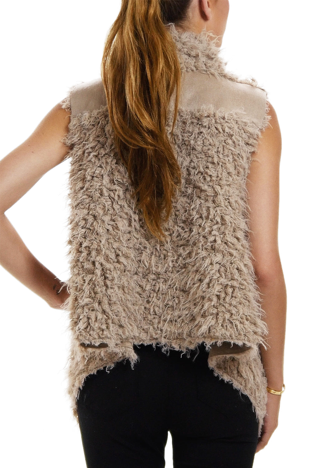 Women's Faux Fur and Synthetic Swede Short Vest - Shop Lev