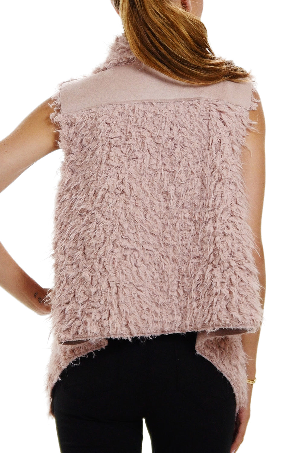 Women's Faux Fur and Synthetic Swede Short Vest - Shop Lev