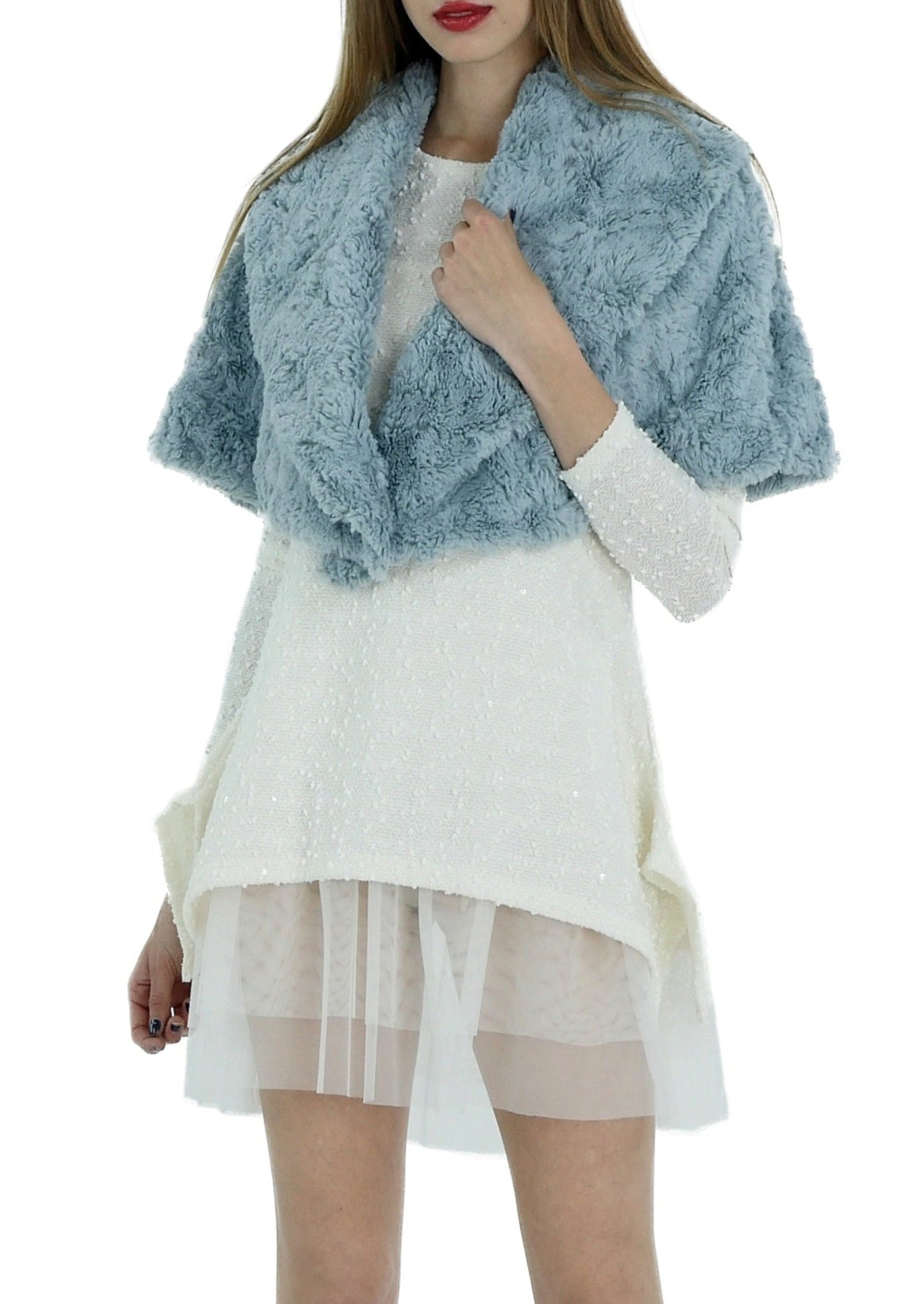 Faux Fur Buttoned Cape - Shop Lev
