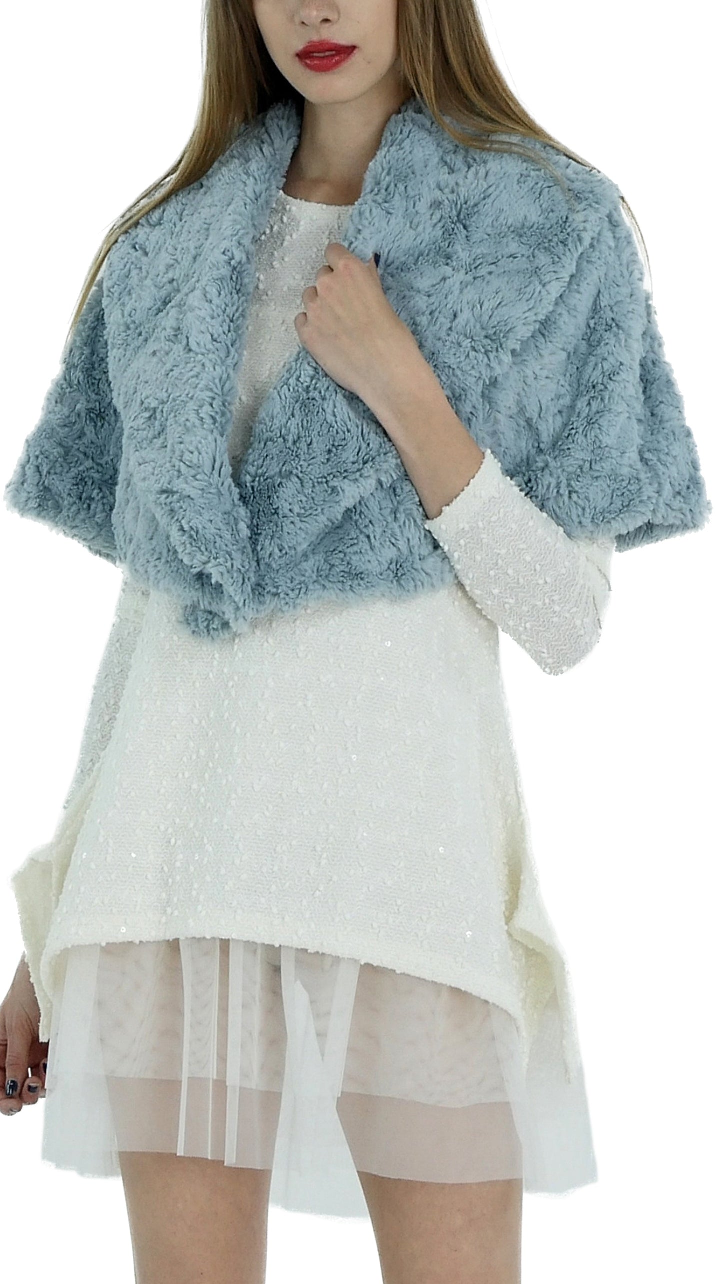 Faux Fur Buttoned Cape - Shop Lev