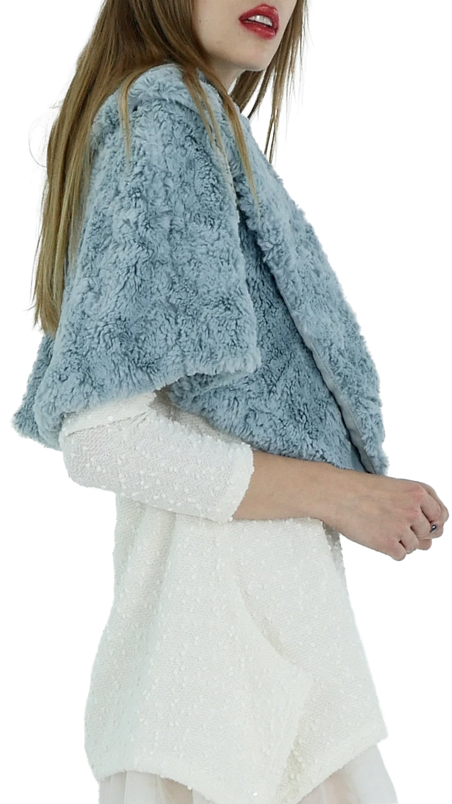 Faux Fur Buttoned Cape - Shop Lev