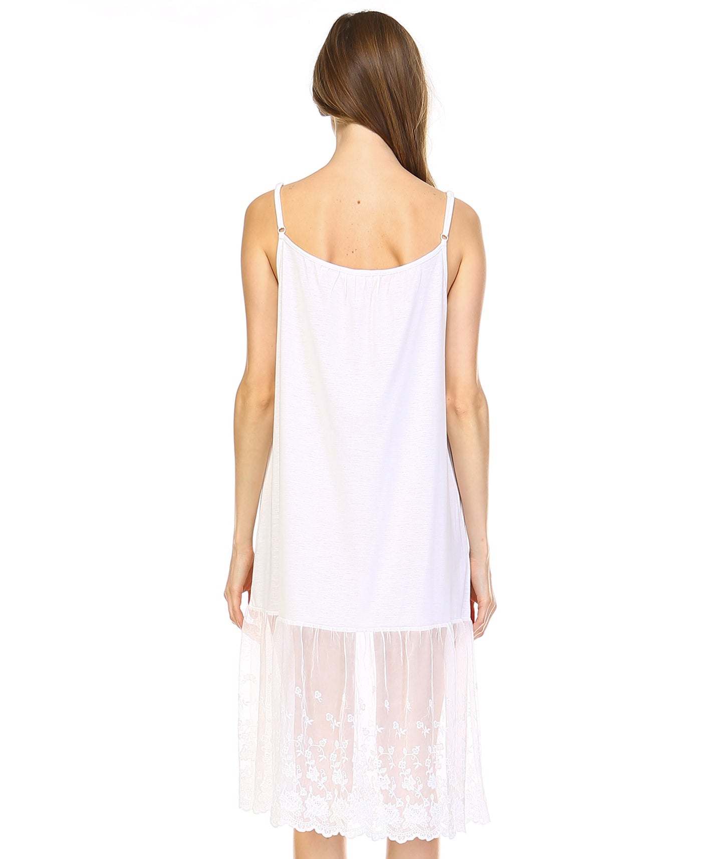 Women's Knit Long Lace Trim Full Slip Dress - Shop Lev