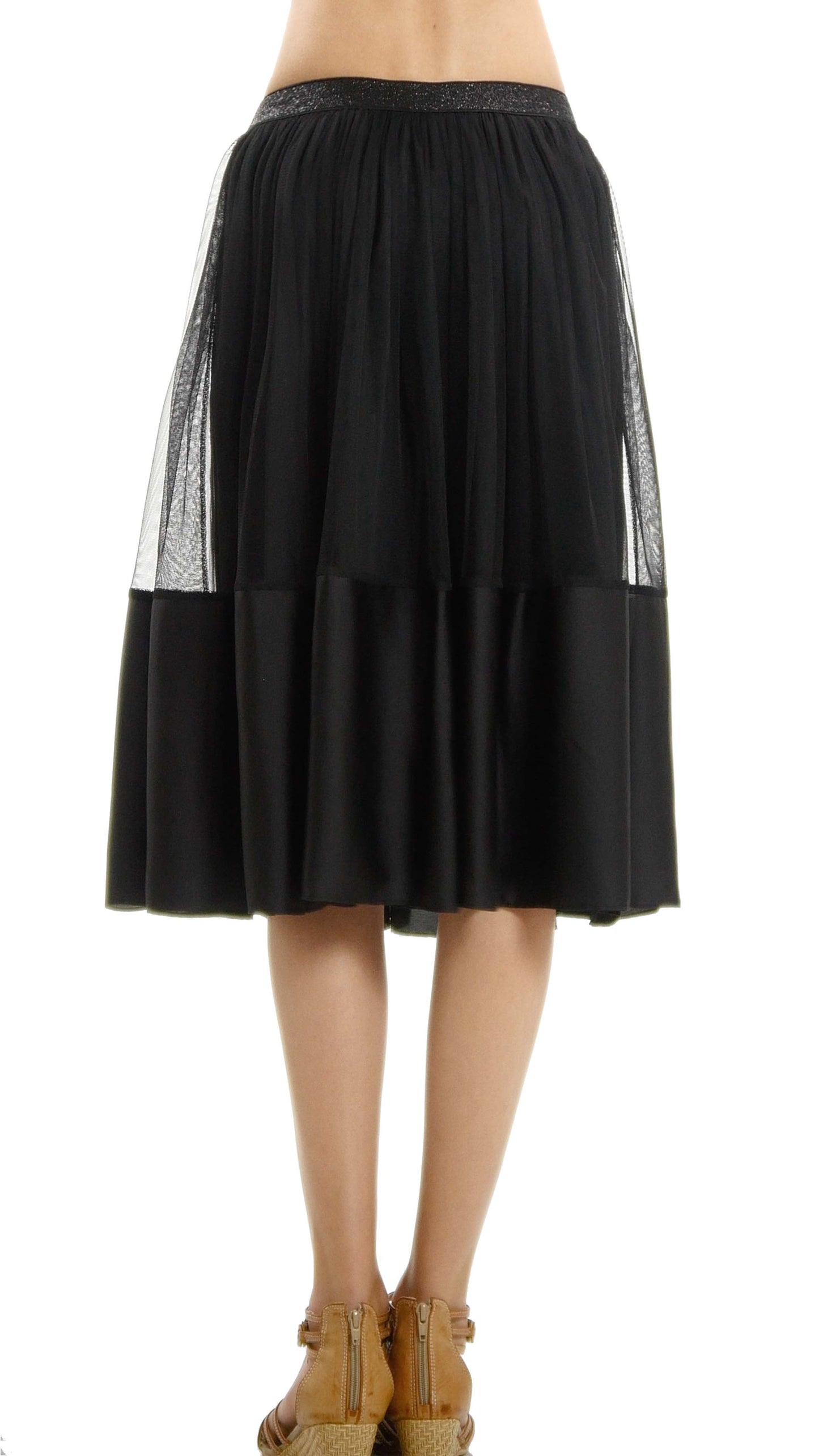 Women's Wide Satin Finished Midi Tulle Ballet Skirt - Shop Lev