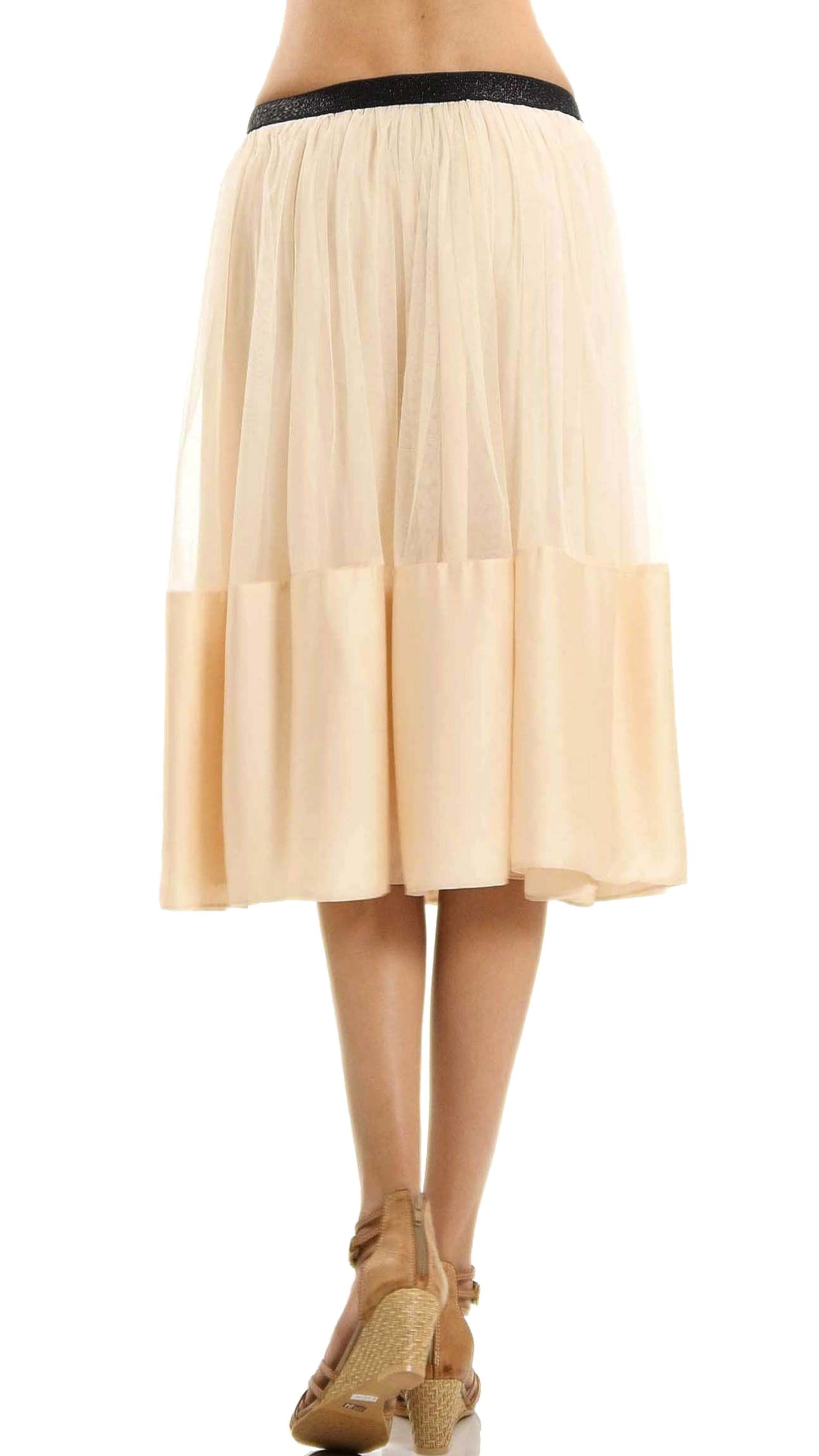 Women's Wide Satin Finished Midi Tulle Ballet Skirt - Shop Lev