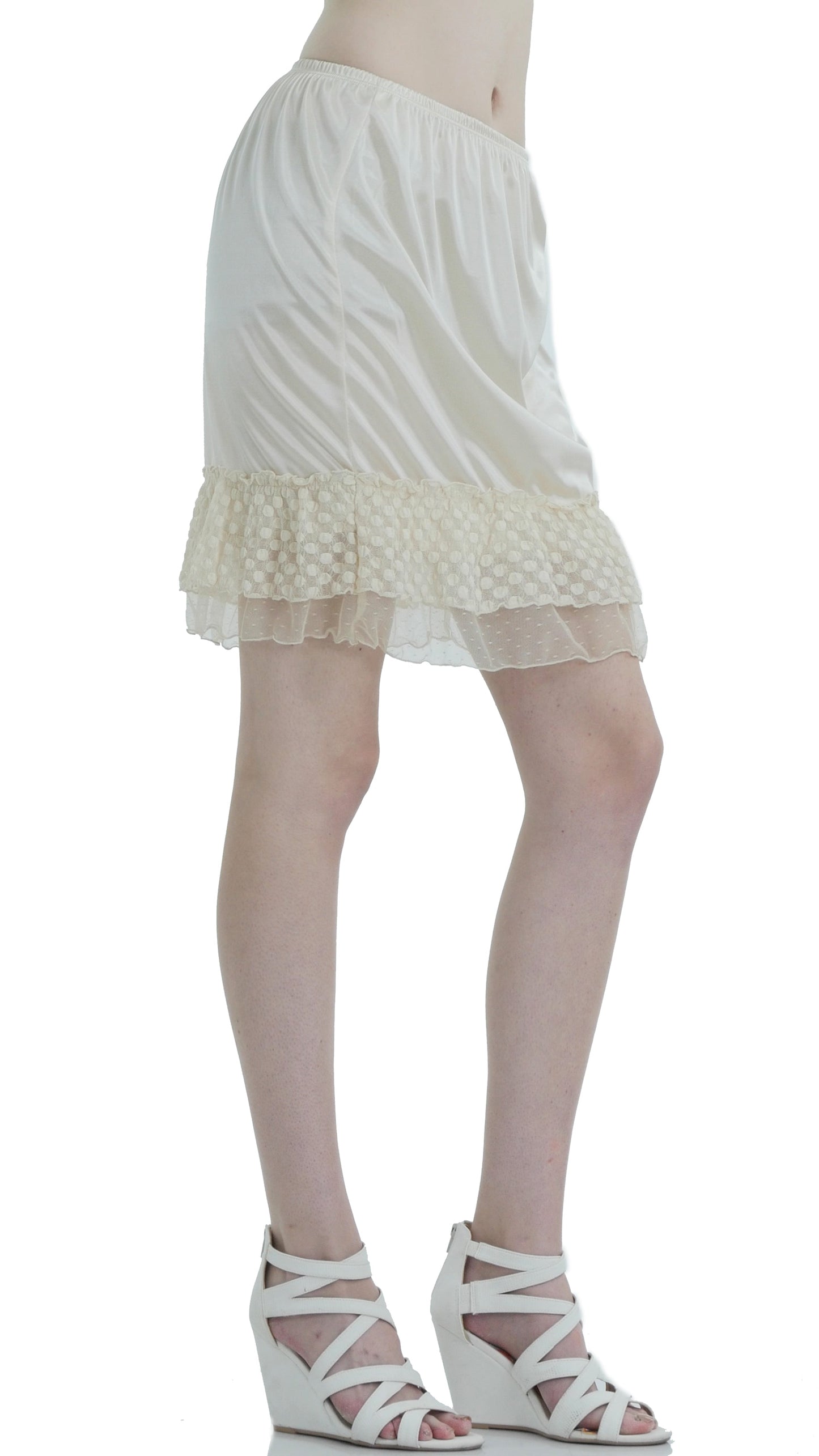 Women Bubble Lace Satin Half Slip Skirt Extender - Shop Lev