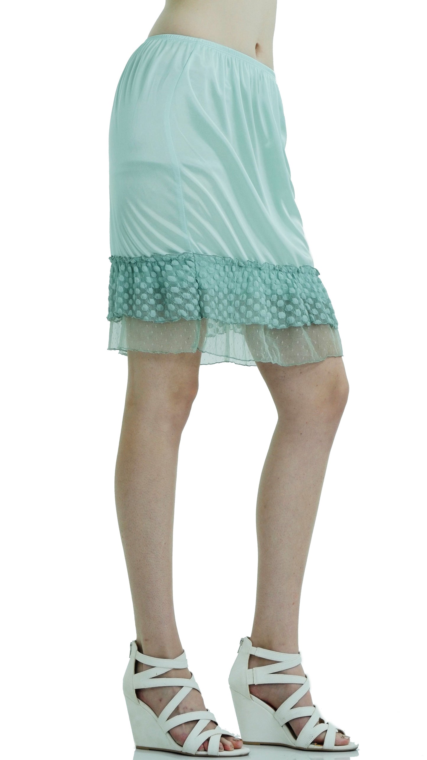 Women Bubble Lace Satin Half Slip Skirt Extender - Shop Lev