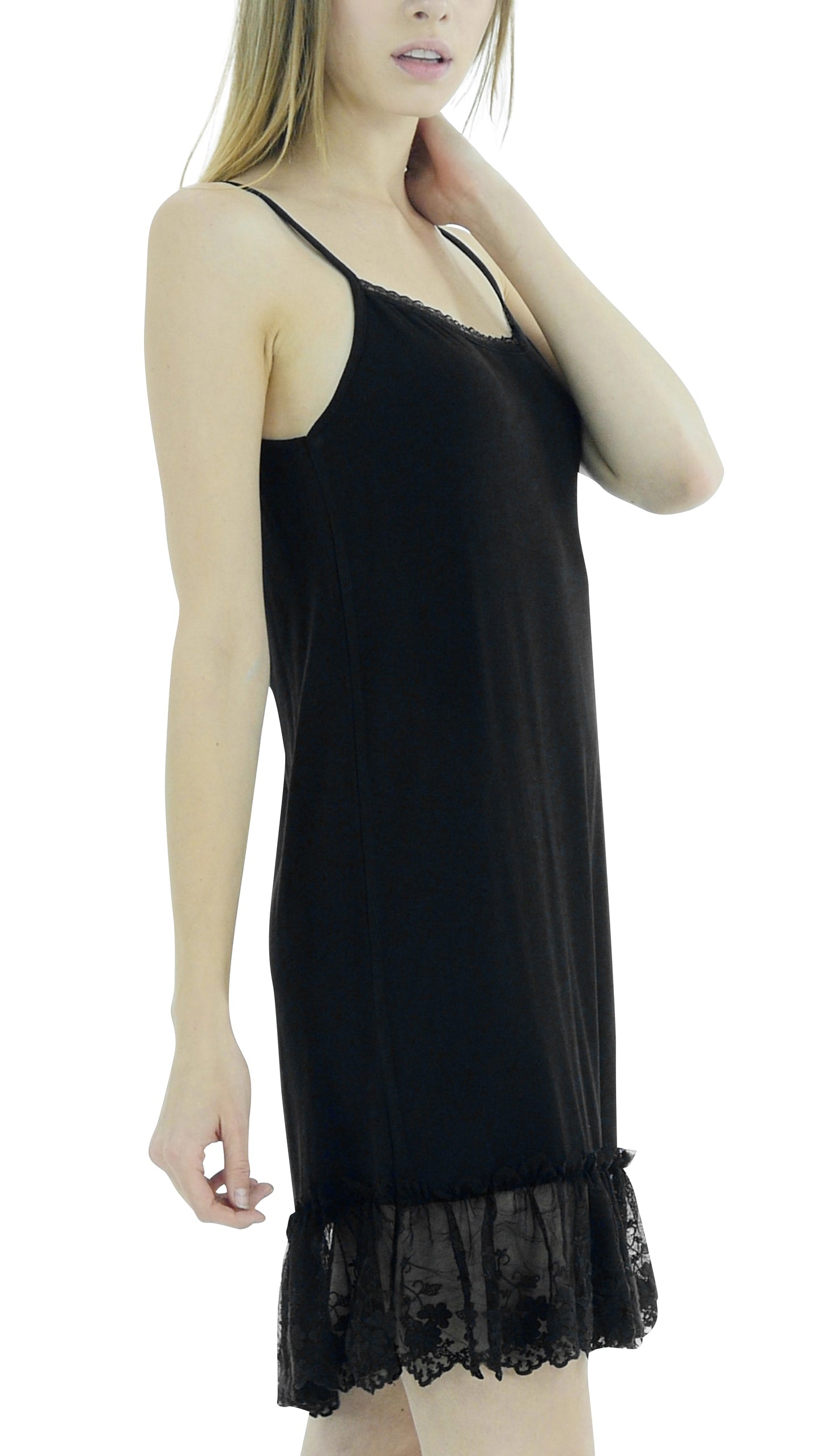 Women Lace Trim Modal Full Slip with Laced Neckline - Shop Lev