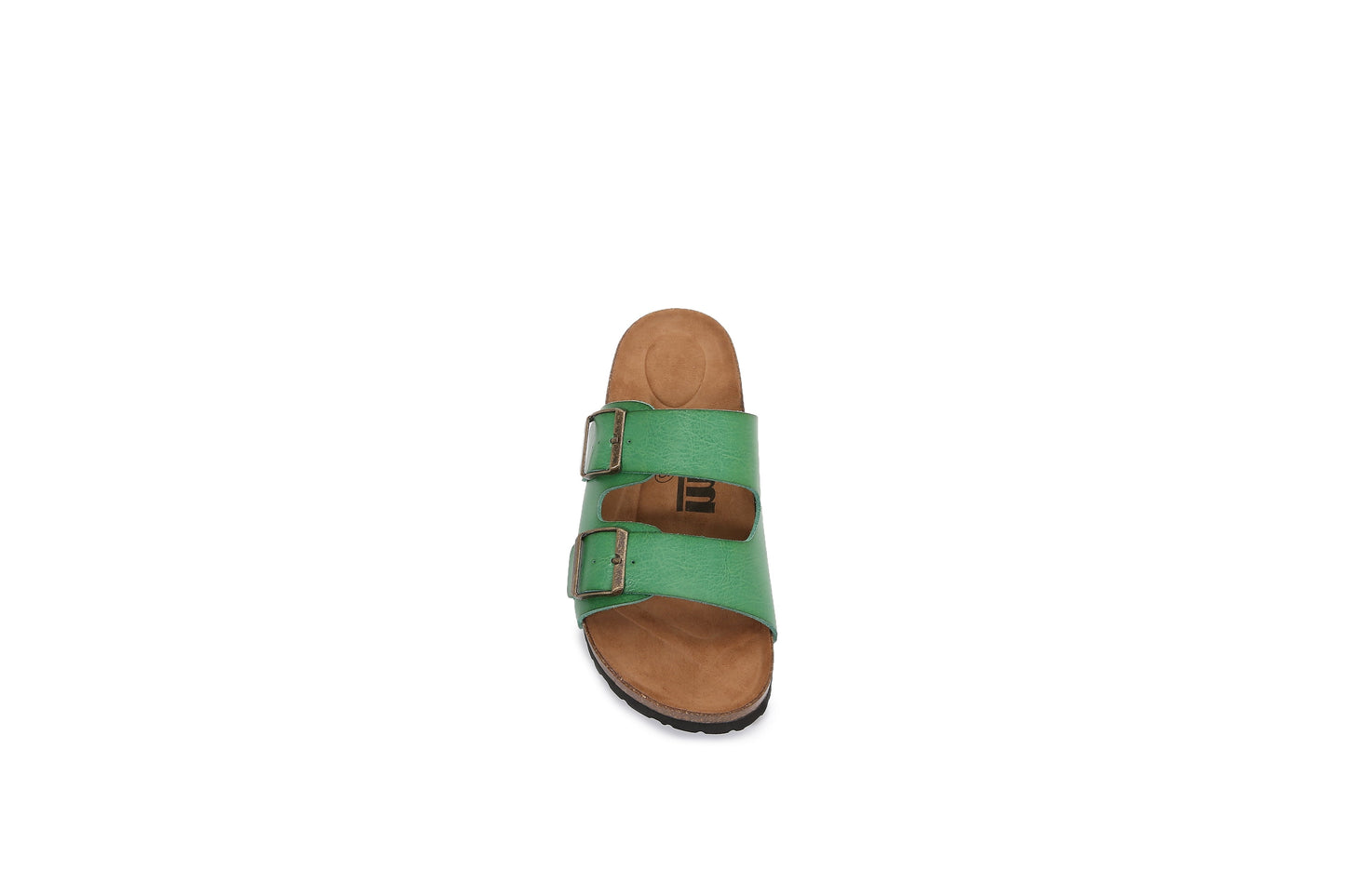 Women Soft Cork Cushioned Footbed PU Leather Double Strap Slider Sandal (Premium PU)