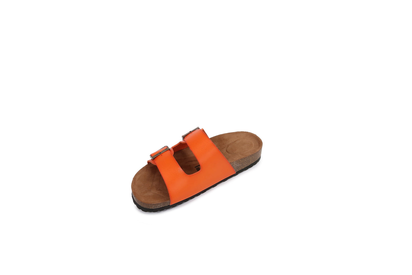 Women Soft Cork Cushioned Footbed PU Leather Double Strap Slider Sandal (Premium PU)