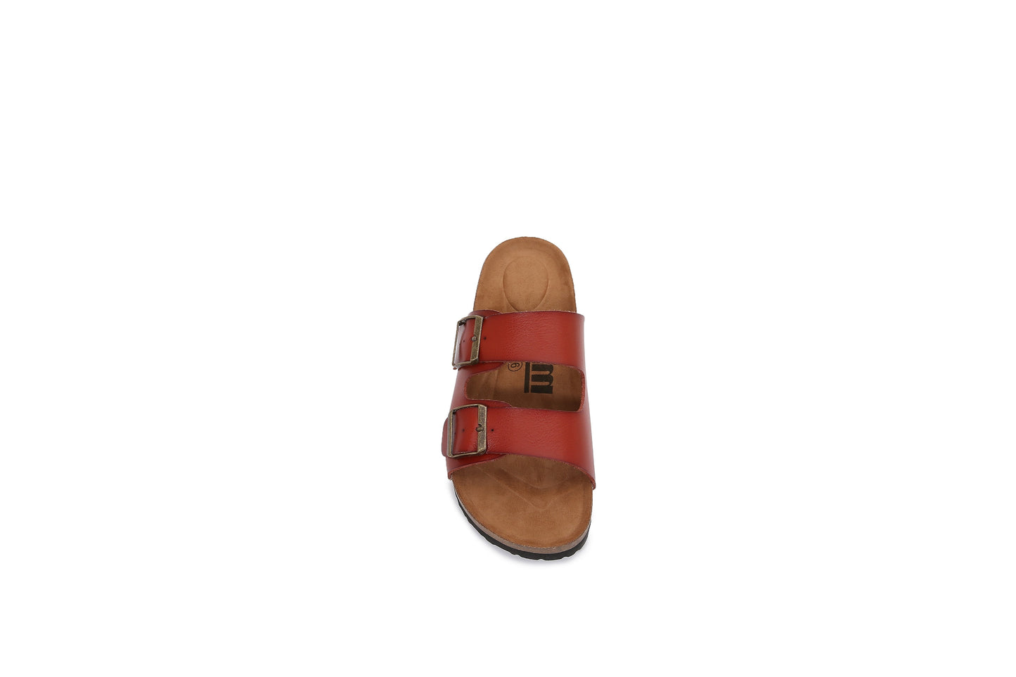 Women Soft Cork Cushioned Footbed PU Leather Double Strap Slider Sandal (Premium PU)