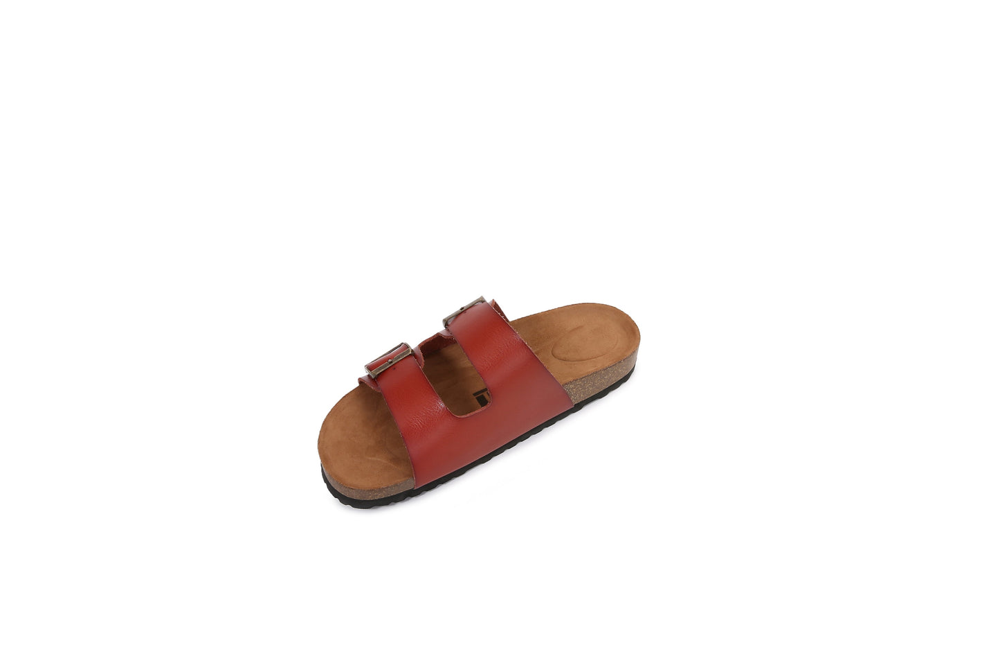 Women Soft Cork Cushioned Footbed PU Leather Double Strap Slider Sandal (Premium PU)