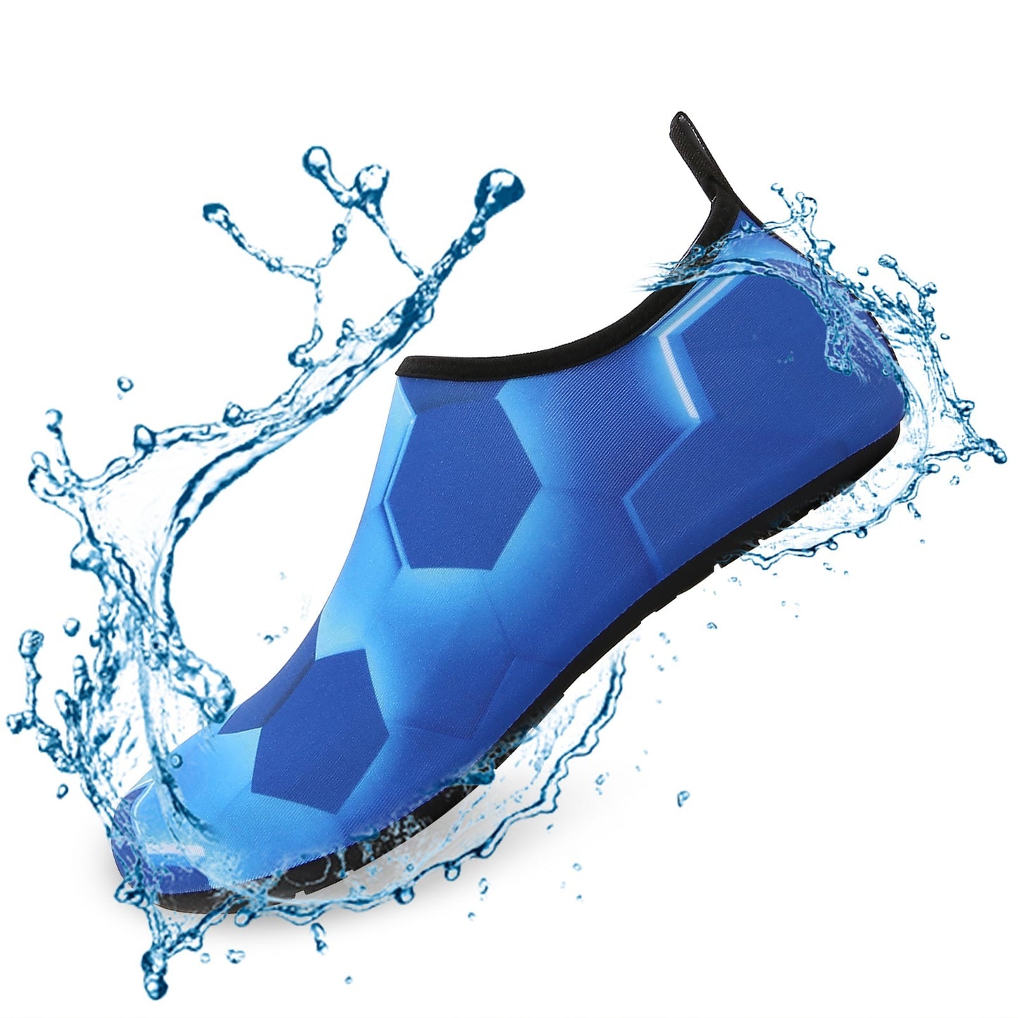 Men and Women a Slip On Barefoot Quick-Dry Beach Aqua Yoga Water Shoes (Hexagon/Blue)