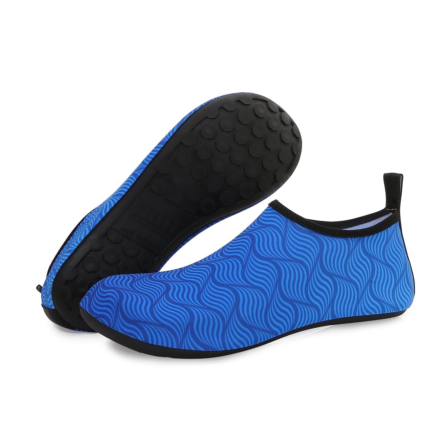 Men and Women a Slip On Barefoot Quick-Dry Beach Aqua Yoga Water Shoes (Multi wave/Blue)