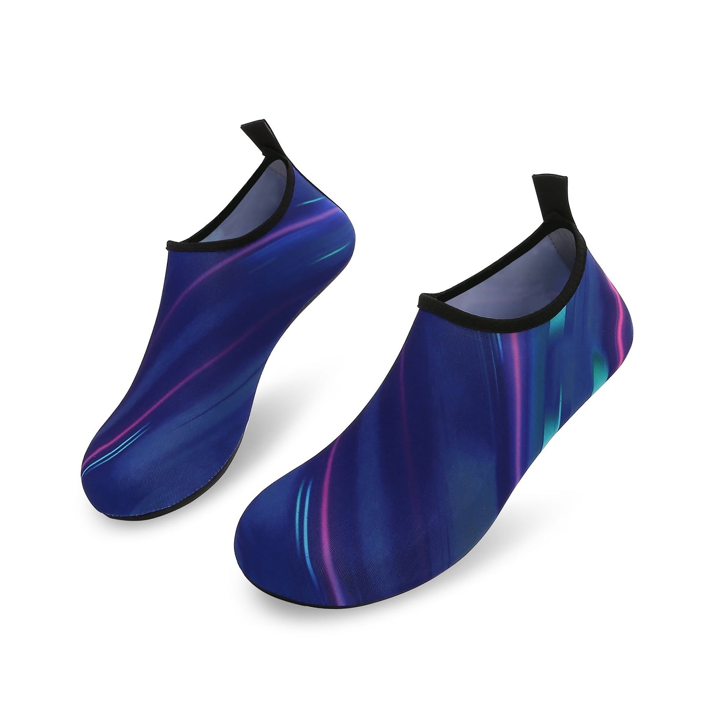 Men and Women a Slip On Barefoot Quick-Dry Beach Aqua Yoga Water Shoes (Laser Glare/Navy)