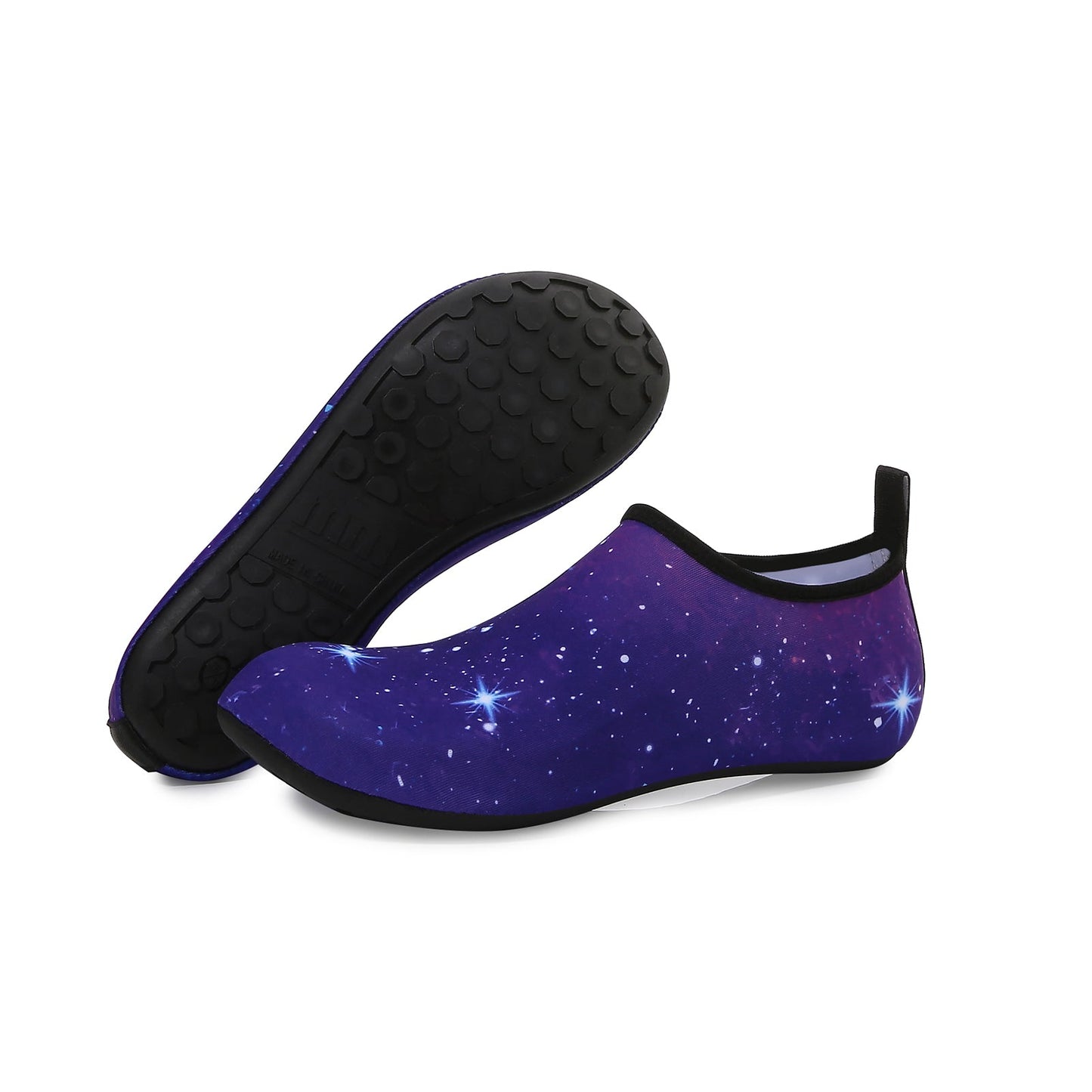 Men and Women a Slip On Barefoot Quick-Dry Beach Aqua Yoga Water Shoes (Stardust/Navy)