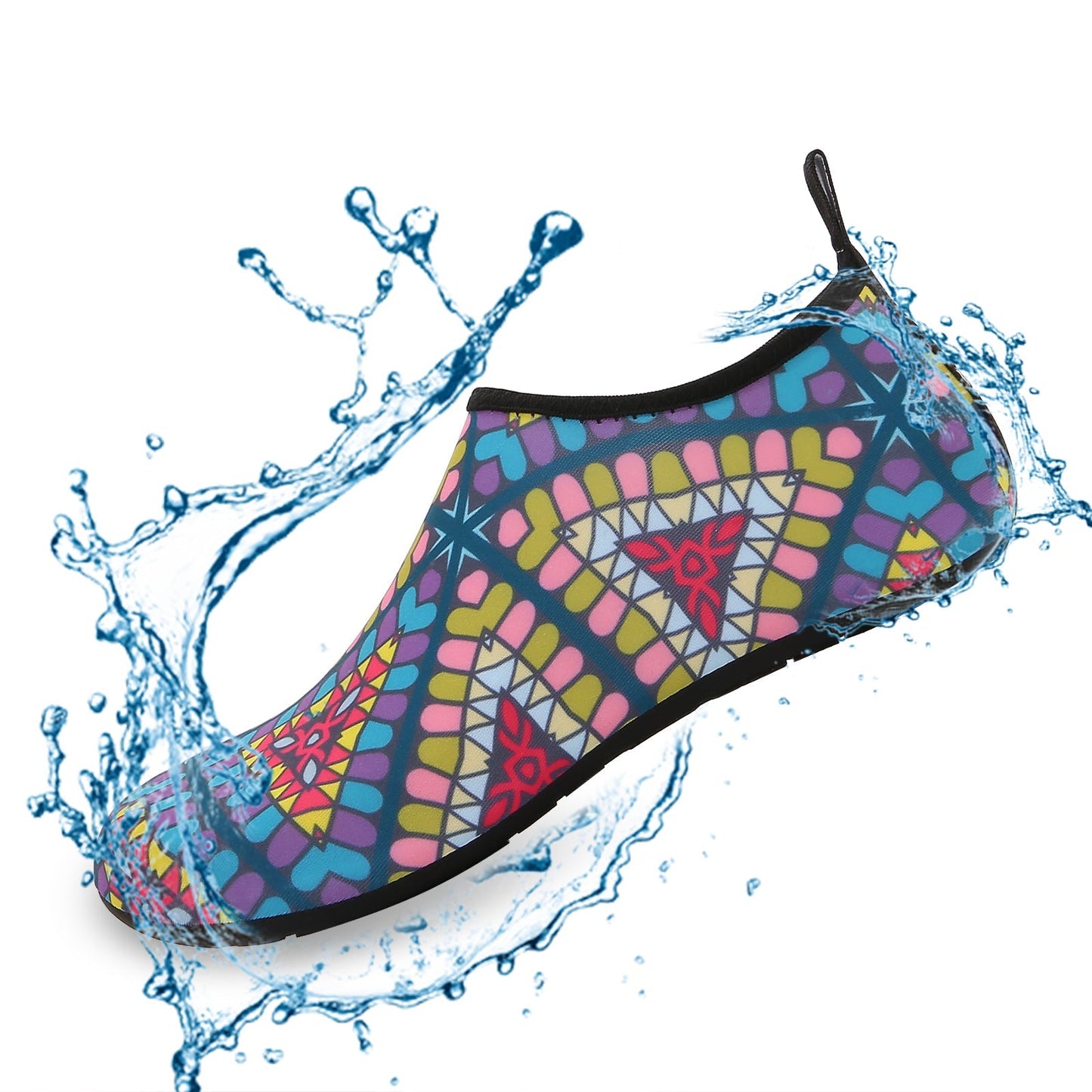 Men and Women a Slip On Barefoot Quick-Dry Beach Aqua Yoga Water Shoes (Indian Triangle/multicolor)