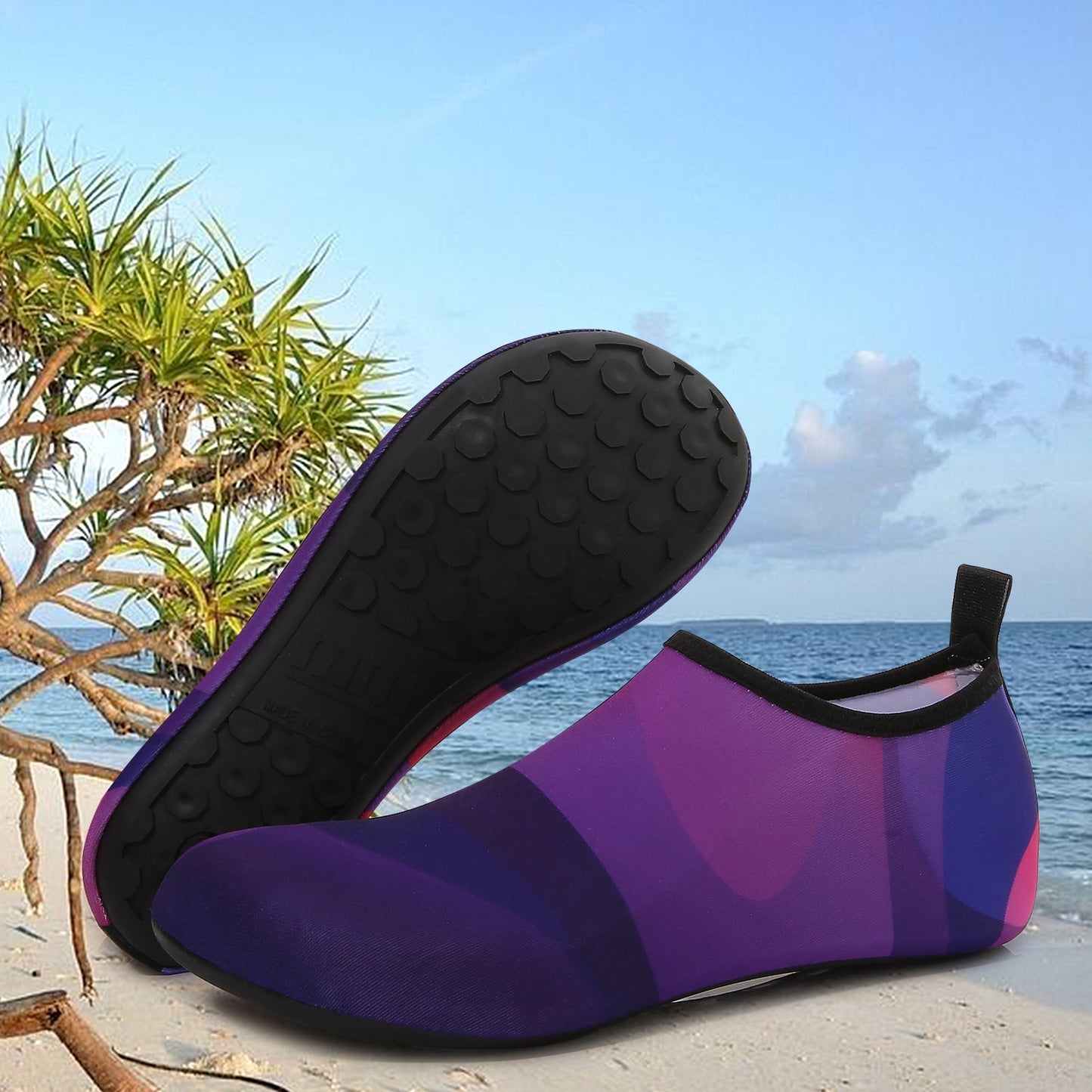 Men and Women a Slip On Barefoot Quick-Dry Beach Aqua Yoga Water Shoes (Layer/Purple)