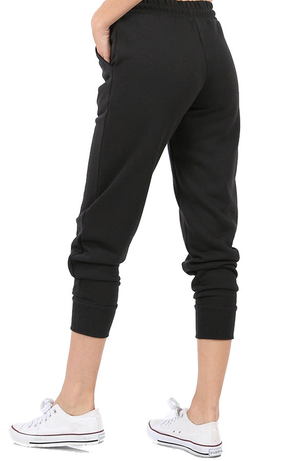 Women's Cotton Blend Relax Fit Cropped Jogger Lounge Sweatpants Running Pants