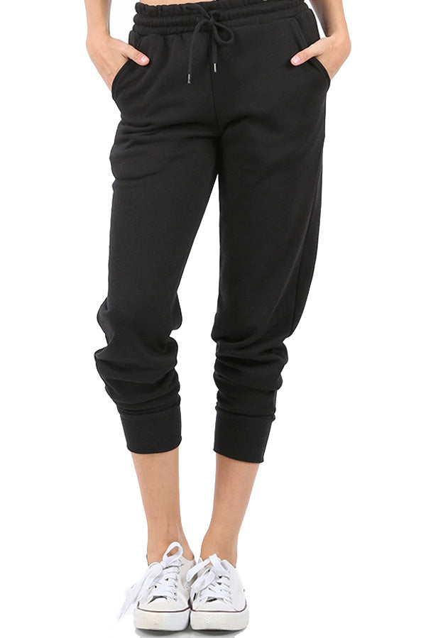 Women's Cotton Blend Relax Fit Cropped Jogger Lounge Sweatpants Running Pants