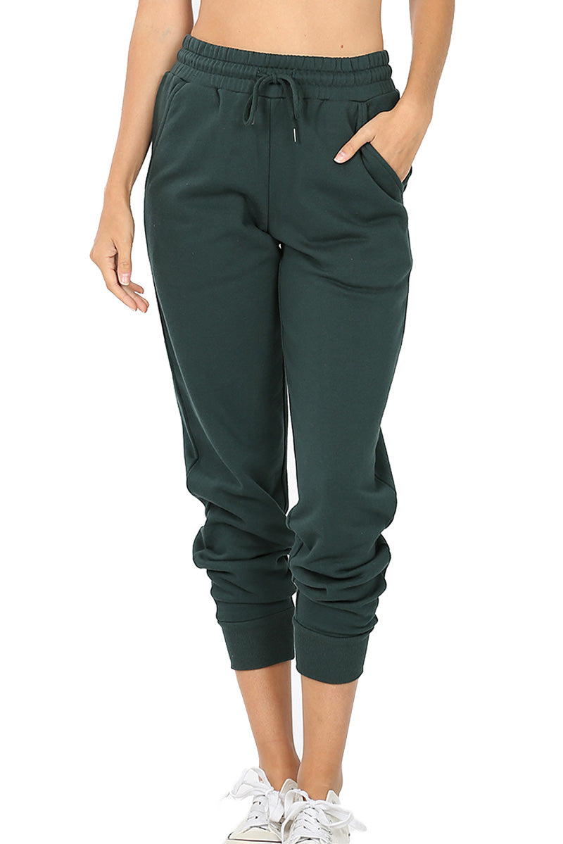 Women's Cotton Blend Relax Fit Cropped Jogger Lounge Sweatpants Running Pants