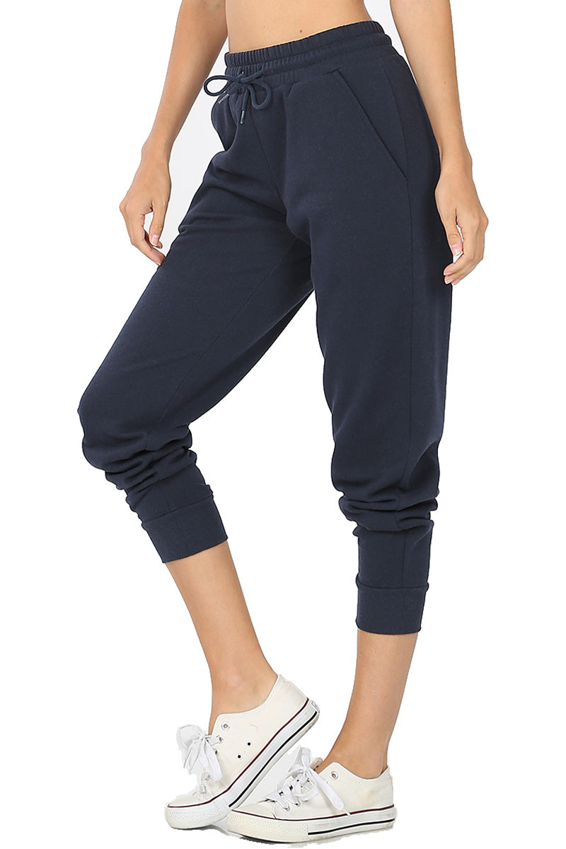 Women's Cotton Blend Relax Fit Cropped Jogger Lounge Sweatpants Running Pants