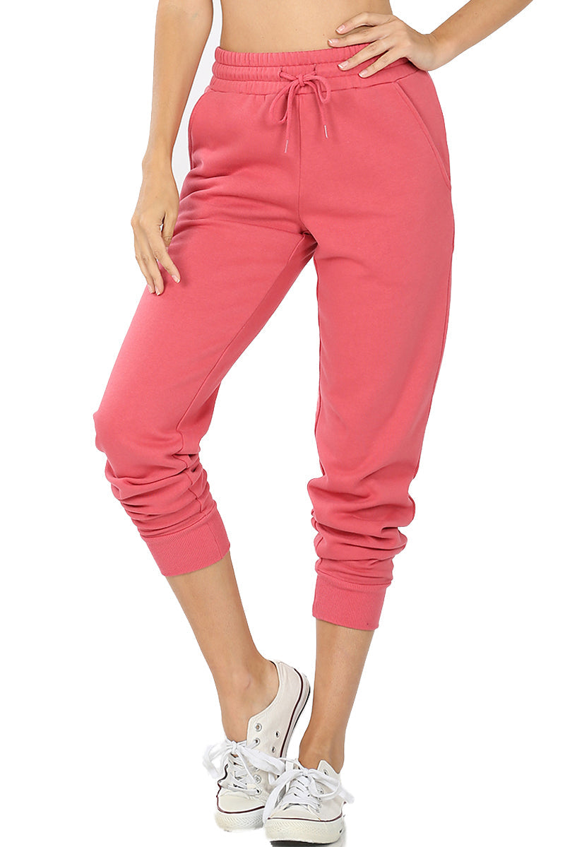 Women's Cotton Blend Relax Fit Cropped Jogger Lounge Sweatpants Running Pants