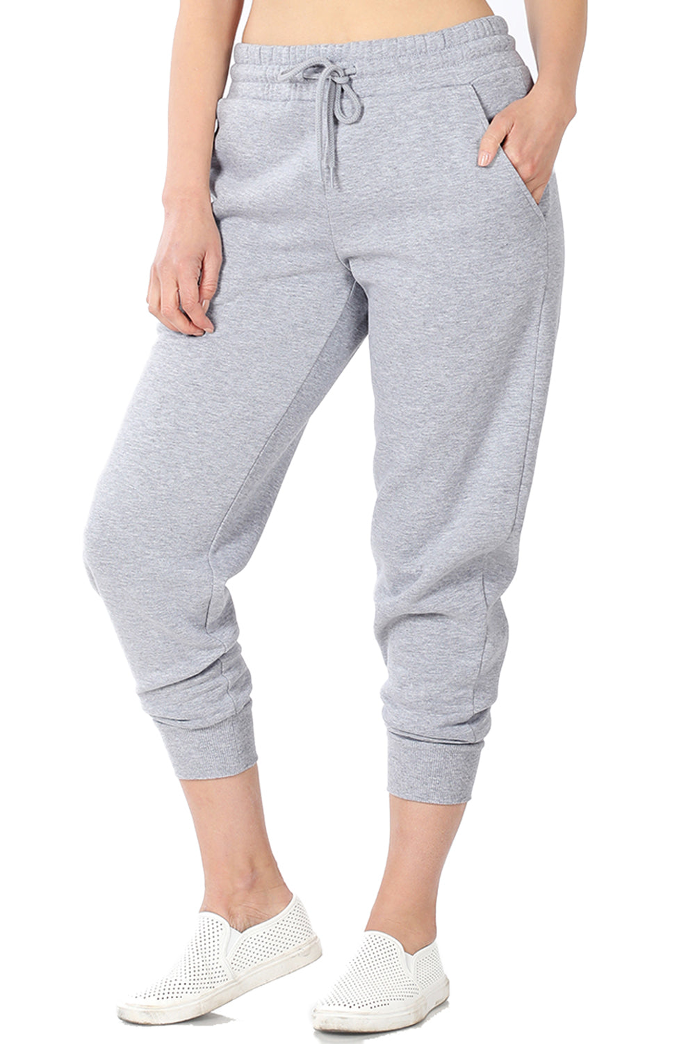 Women's Cotton Blend Relax Fit Cropped Jogger Lounge Sweatpants Running Pants