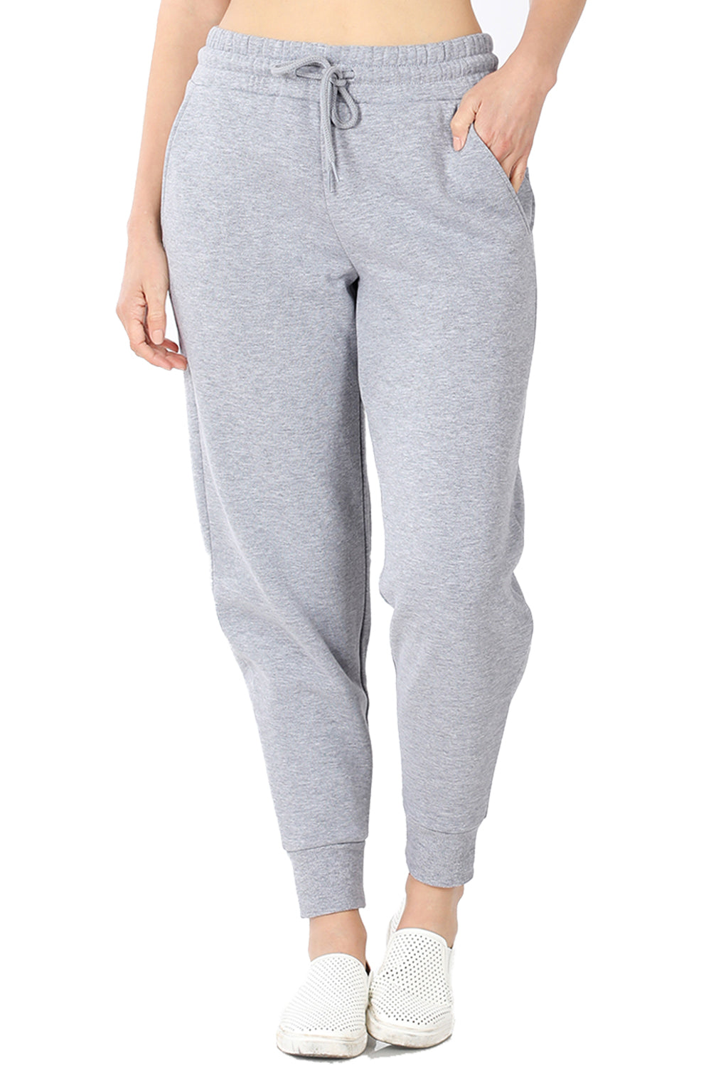 Women's Cotton Blend Relax Fit Cropped Jogger Lounge Sweatpants Running Pants