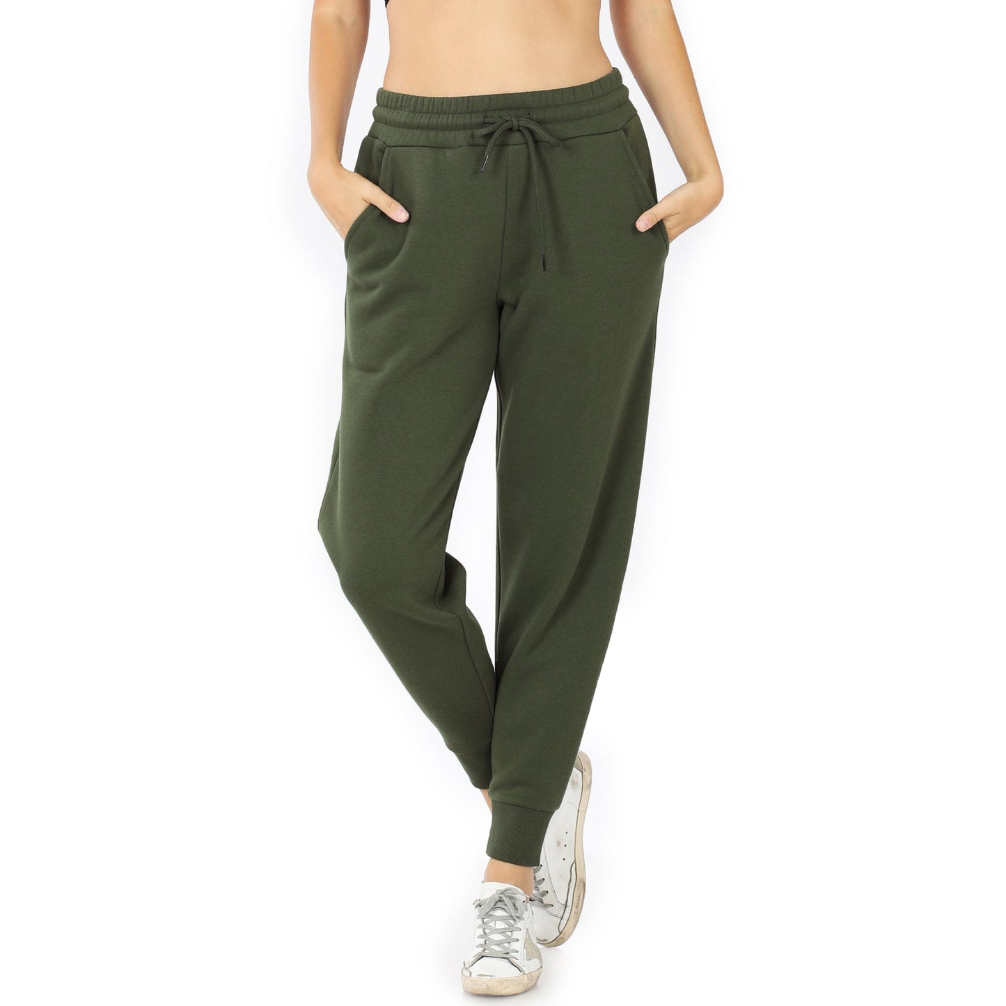 Women's Cotton Blend Relax Fit Cropped Jogger Lounge Sweatpants Running Pants