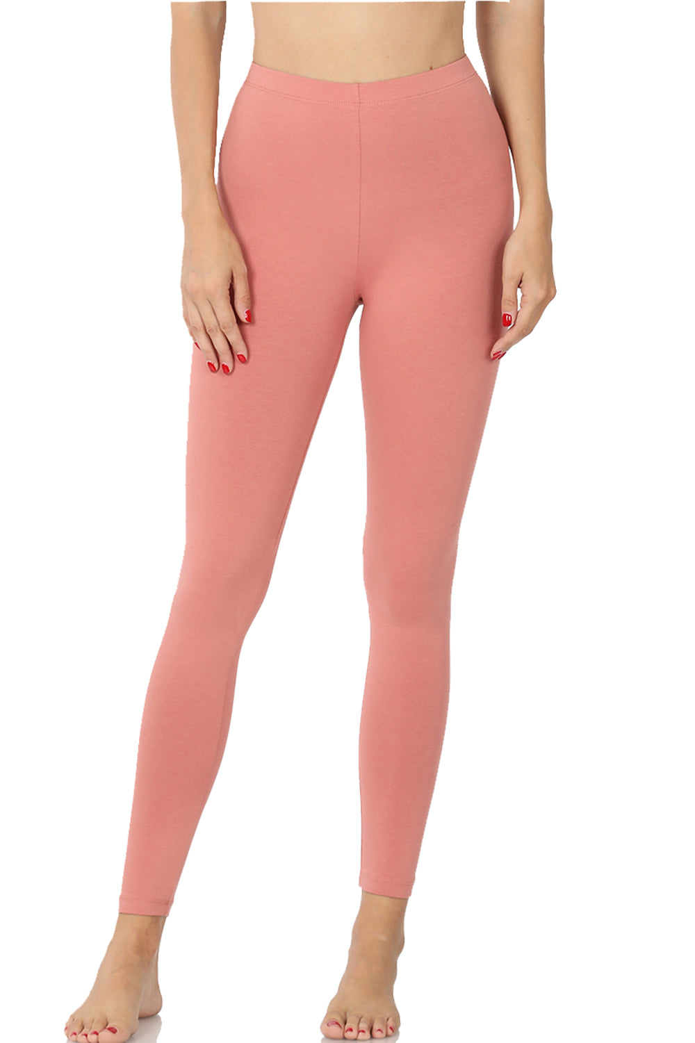 Women Solid Cotton Span High Waist Full Length Active Leggings