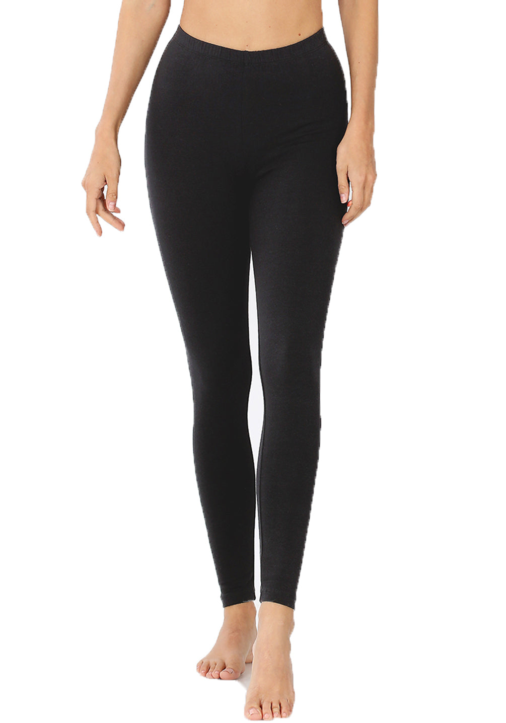 Women Solid Cotton Span High Waist Full Length Active Leggings