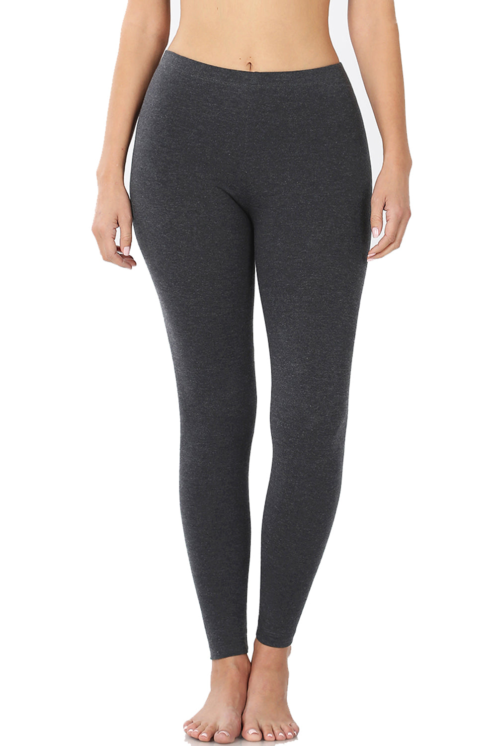 Women Solid Cotton Span High Waist Full Length Active Leggings