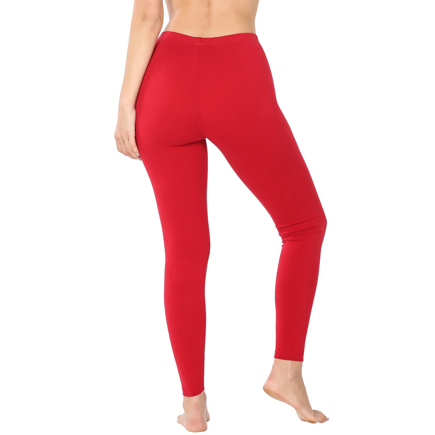 Women Solid Cotton Span High Waist Full Length Active Leggings