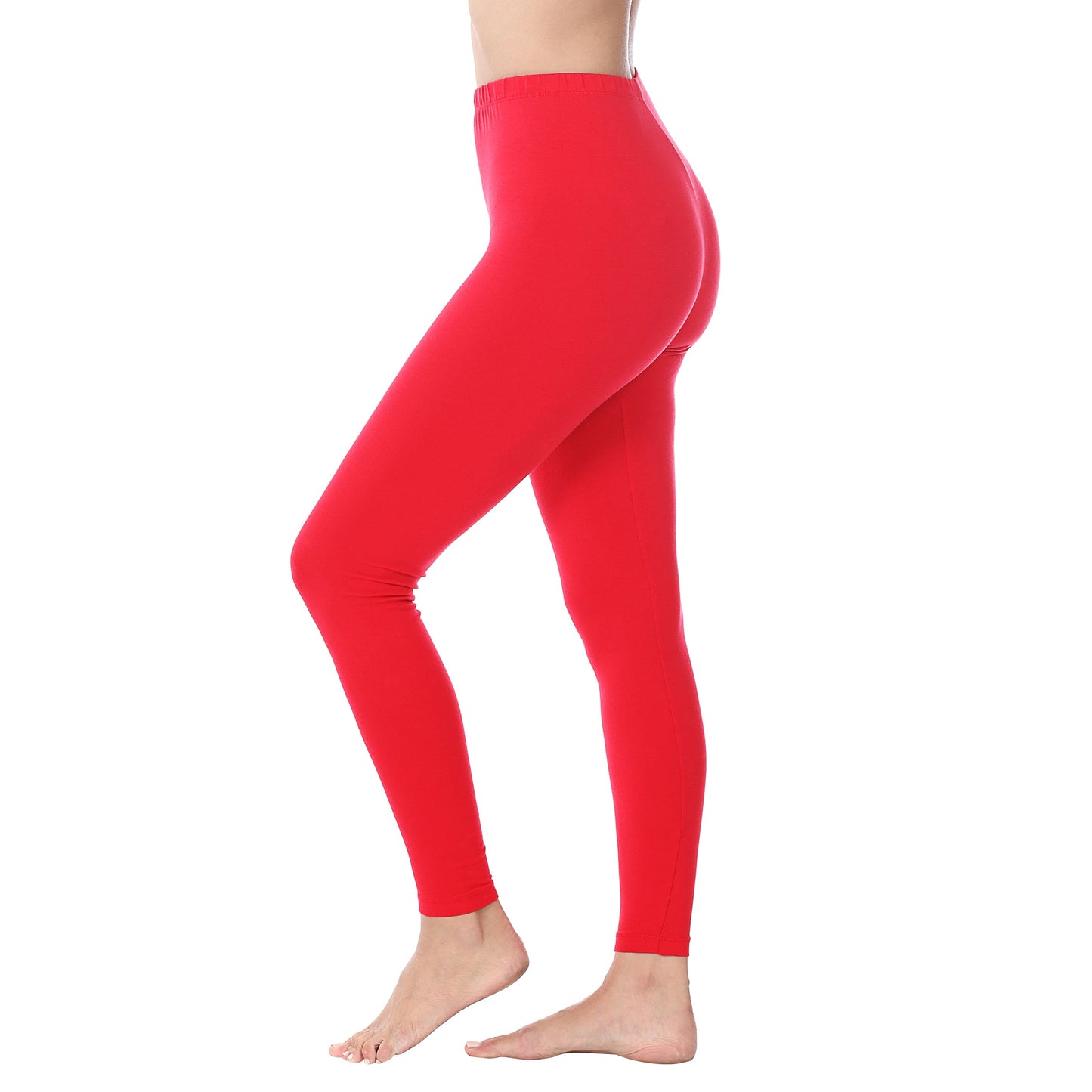 Women Solid Cotton Span High Waist Full Length Active Leggings