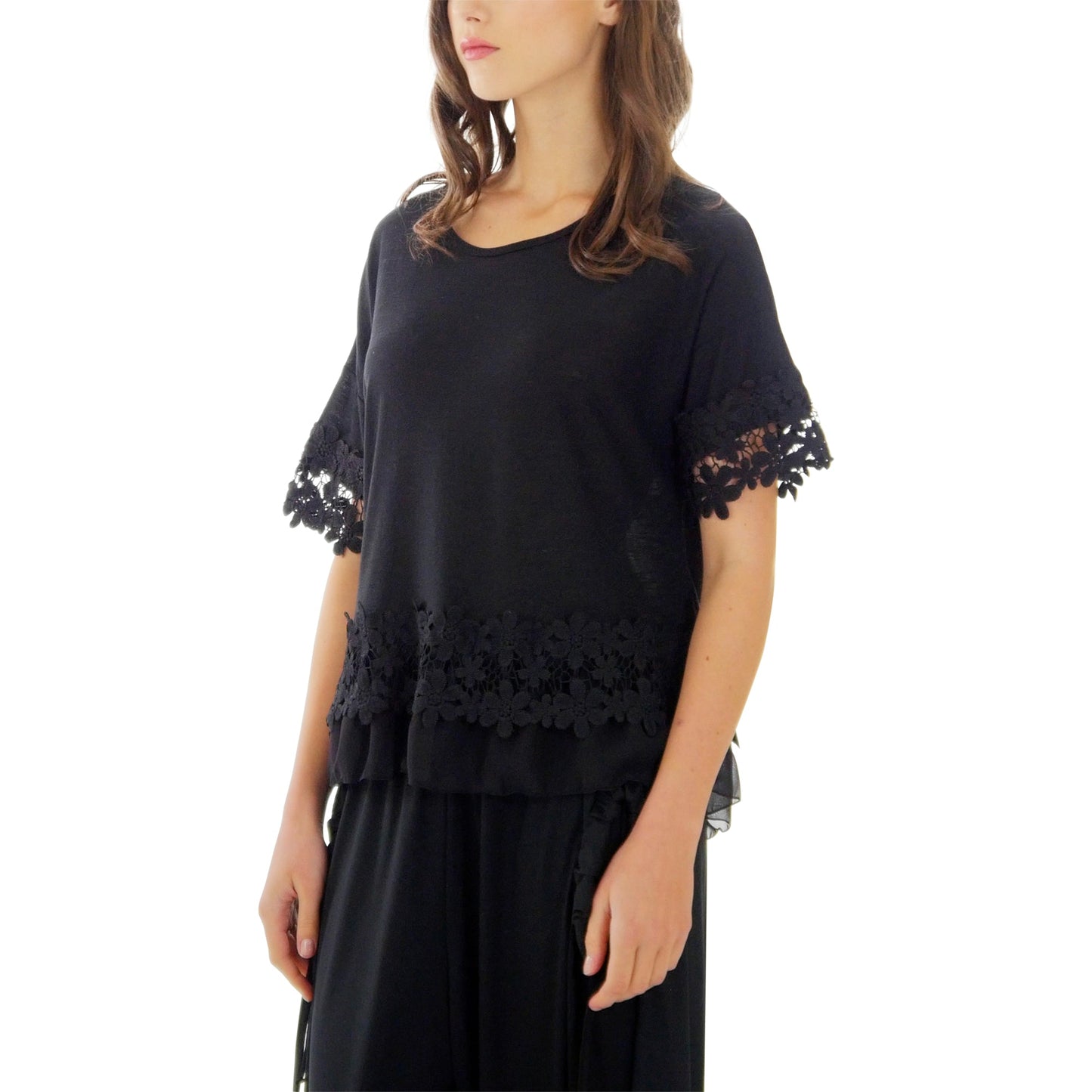 Women's Boho Top with Floral Lace Embellishment - Shop Lev